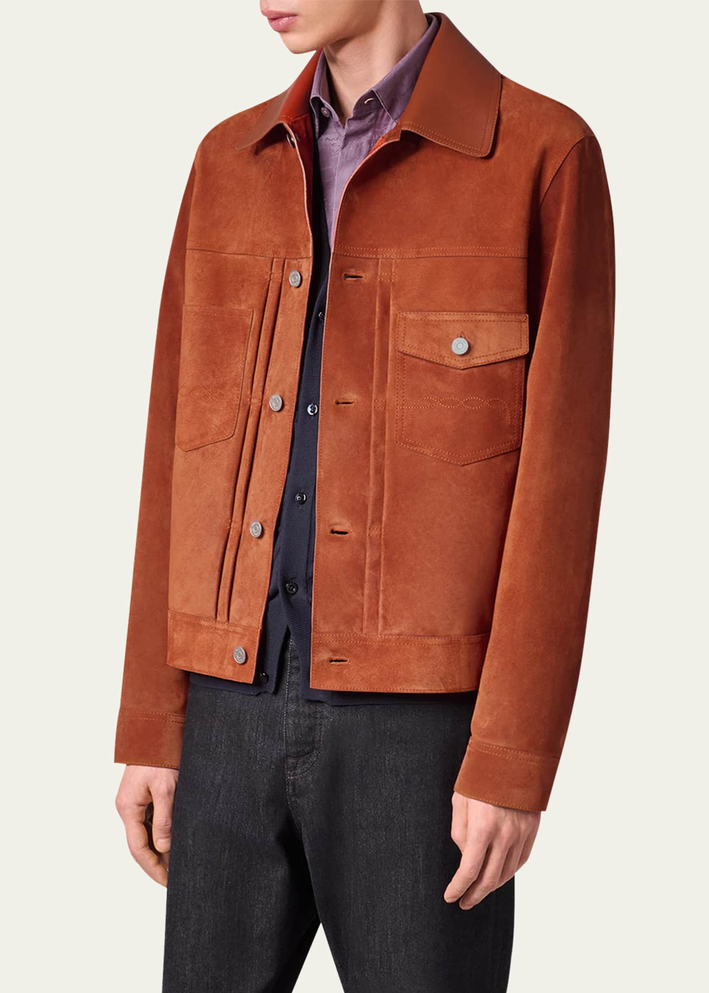 Berluti Men's Suede Trucker Jacket - Bergdorf Goodman