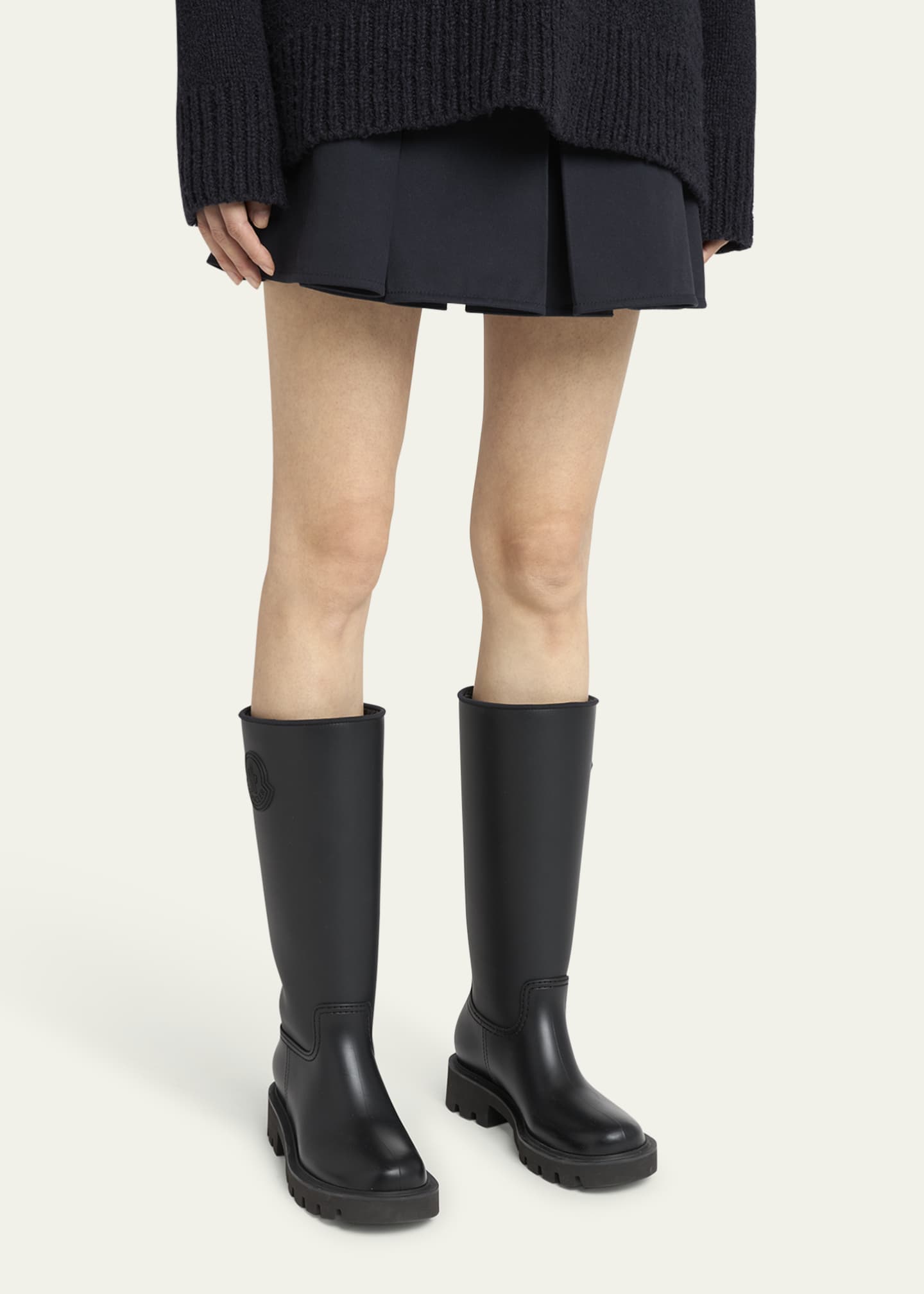 レインブーツ MONCLER Black rubber Kickstream ankle boots Moncler: Black Kickstream Rain Boots | SSENSE