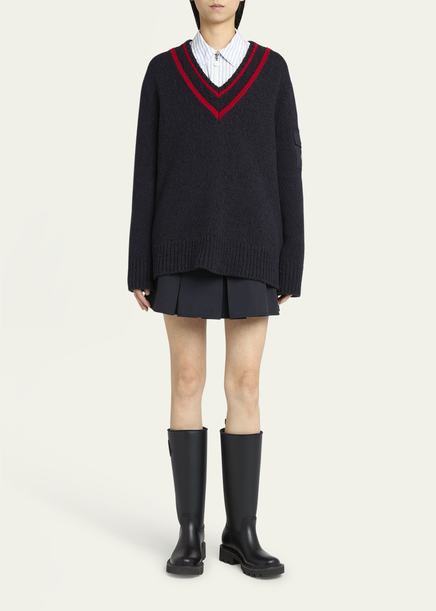 Moncler Kickstream Leather Tall Rain Boots - Bergdorf Goodman