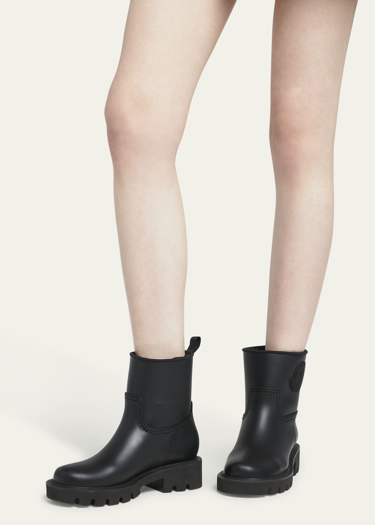 Moncler Kickstream Leather Rain Ankle Booties Image 2 of 5