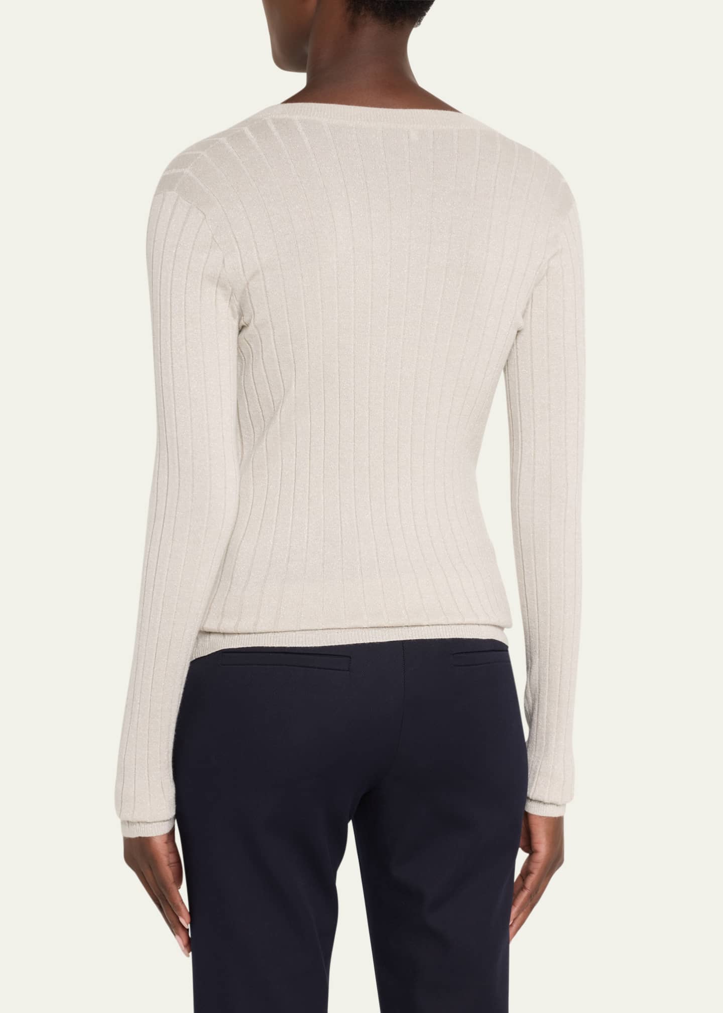 Brunello Cucinelli Cashmere-Blend Lurex Ribbed Knit Top Image 3 of 5