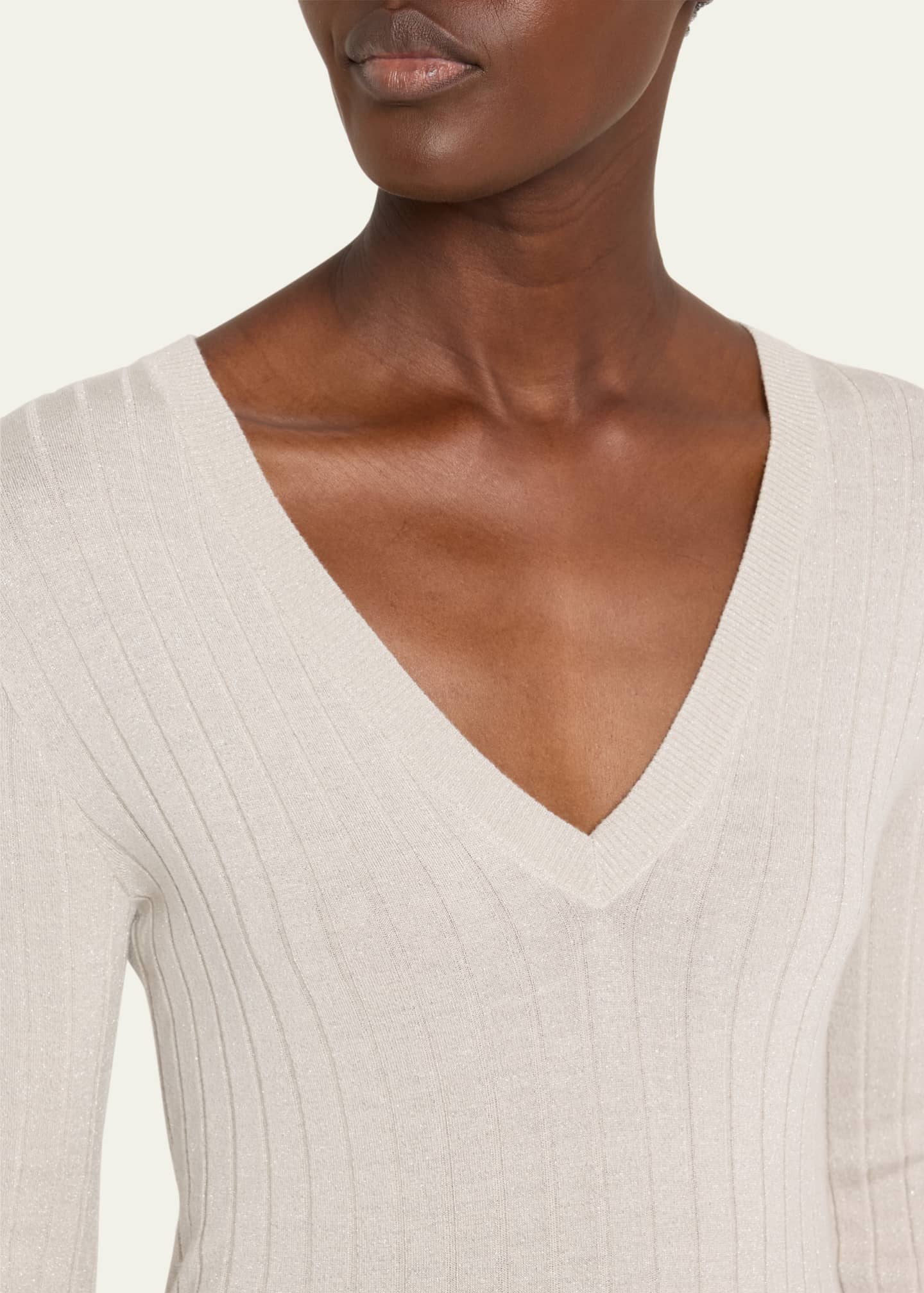 Brunello Cucinelli Cashmere-Blend Lurex Ribbed Knit Top Image 5 of 5