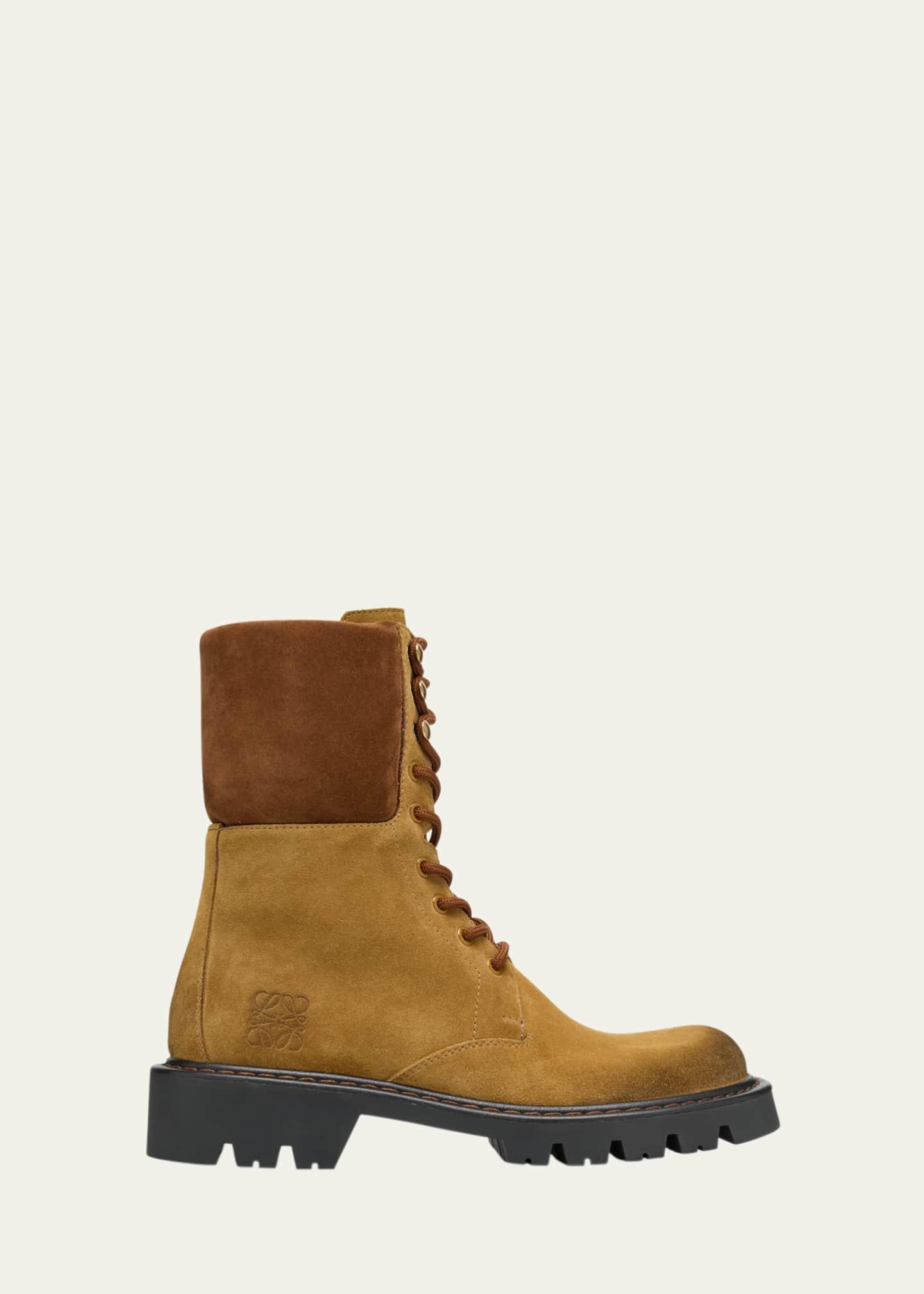 Loewe Sierra Suede Lace-Up Combat Boots Image 1 of 6