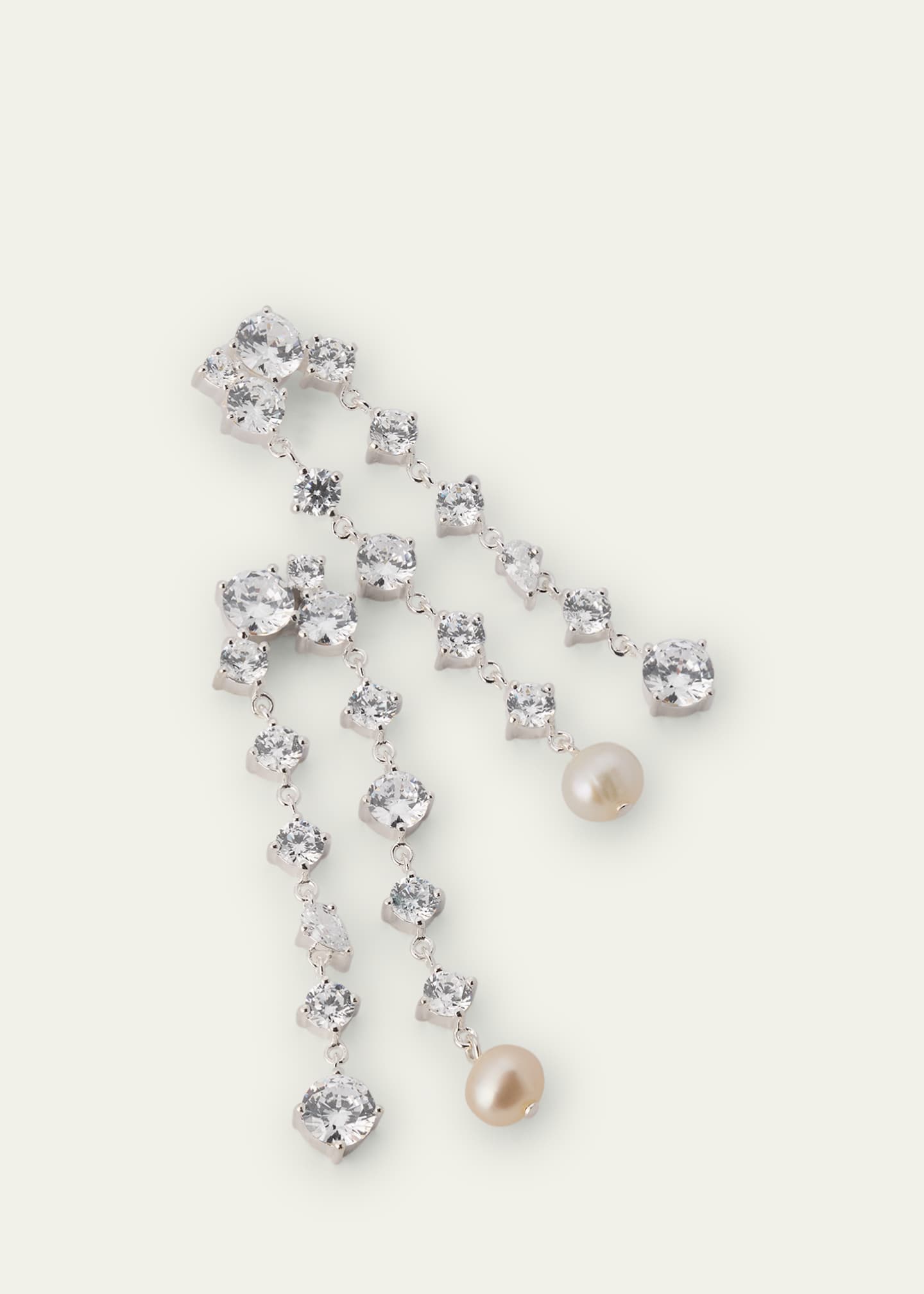 Completedworks Cascading Rhodium-Plated Sterling Silver Earrings with Cubic Zirconia and Pearls Image 3 of 4