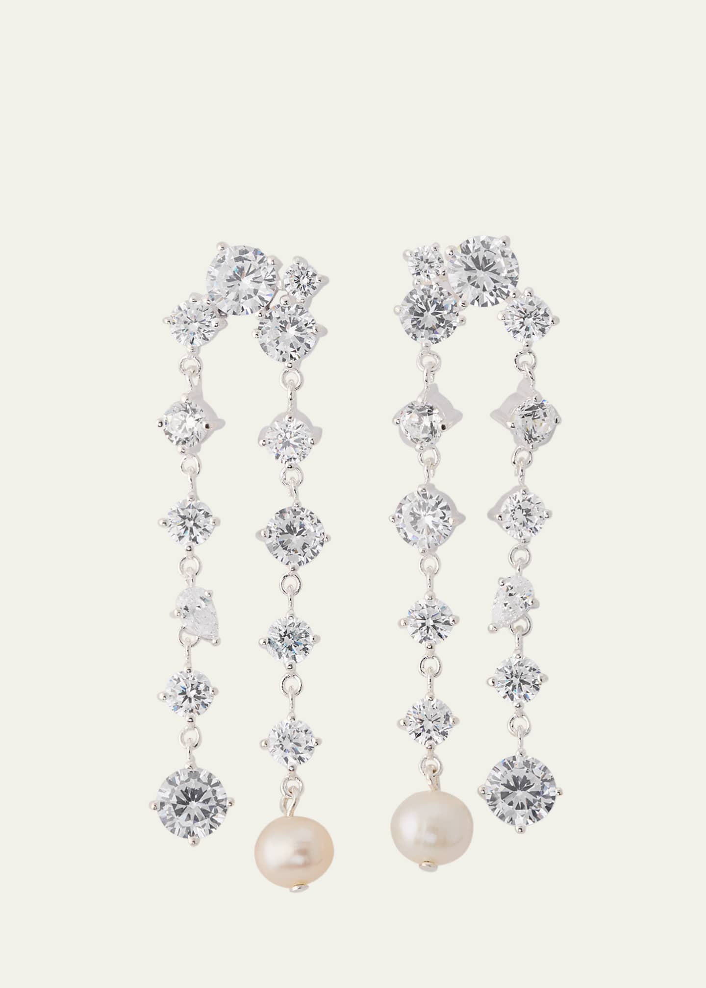 Completedworks Cascading Rhodium-Plated Sterling Silver Earrings with Cubic Zirconia and Pearls Image 1 of 4
