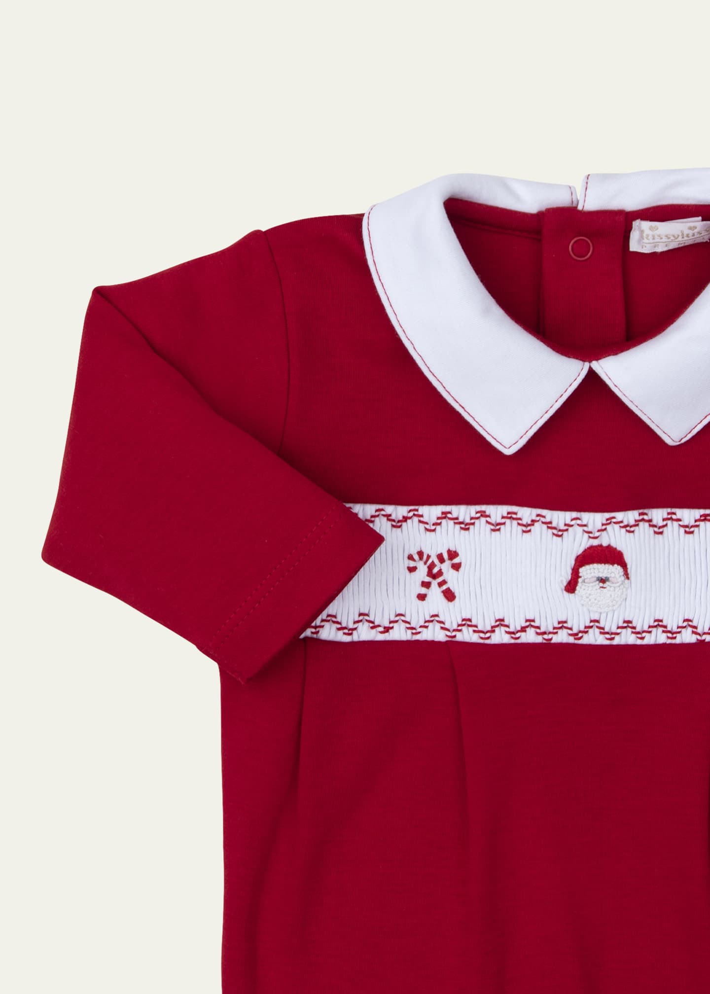 Kissy Kissy Girl's Holiday Medley '24 Hand Smocked Footie, Size Newborn-9M Image 2 of 2