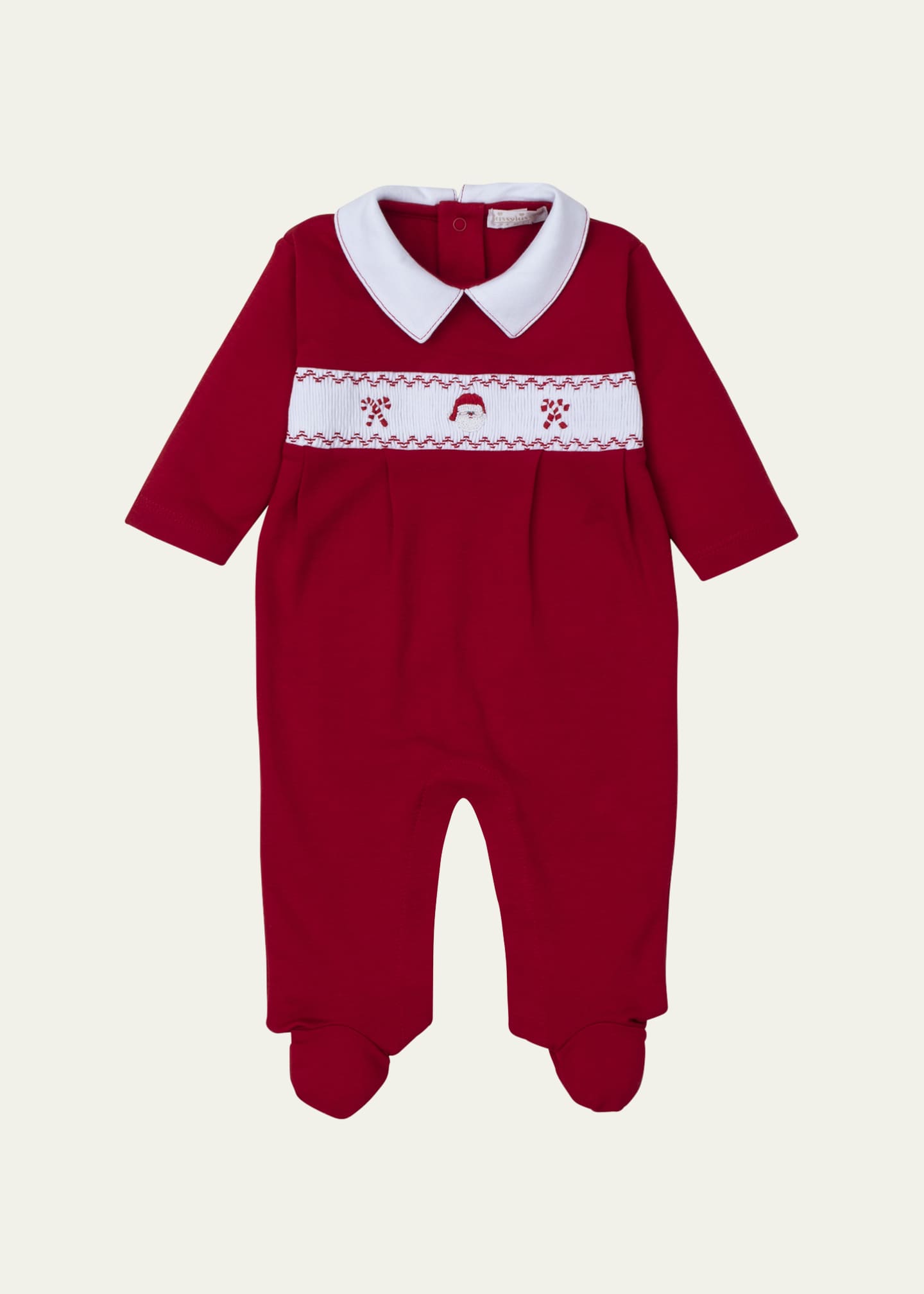 Kissy Kissy Girl's Holiday Medley '24 Hand Smocked Footie, Size Newborn-9M Image 1 of 2