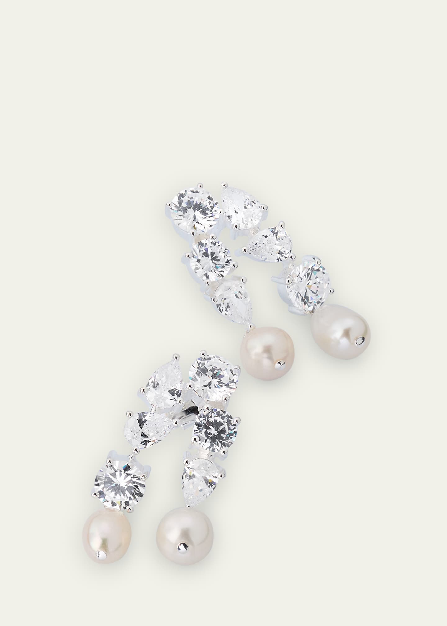 Completedworks Trickles Rhodium-Plated Sterling Silver Earrings with Cubic Zirconia and Pearls Image 3 of 4