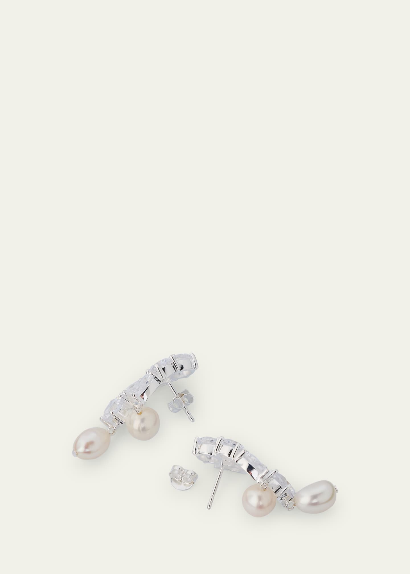 Completedworks Trickles Rhodium-Plated Sterling Silver Earrings with Cubic Zirconia and Pearls Image 4 of 4