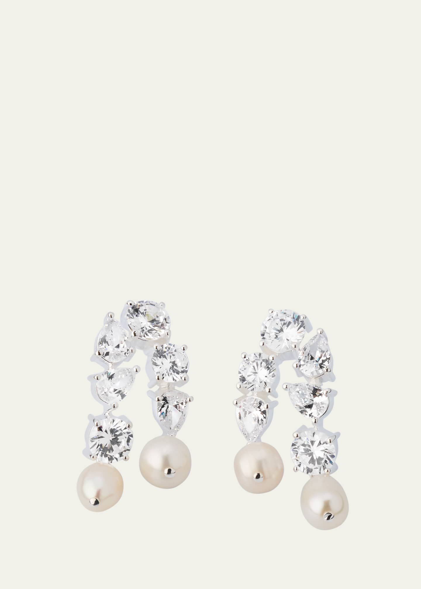 Completedworks Trickles Rhodium-Plated Sterling Silver Earrings with Cubic Zirconia and Pearls Image 1 of 4