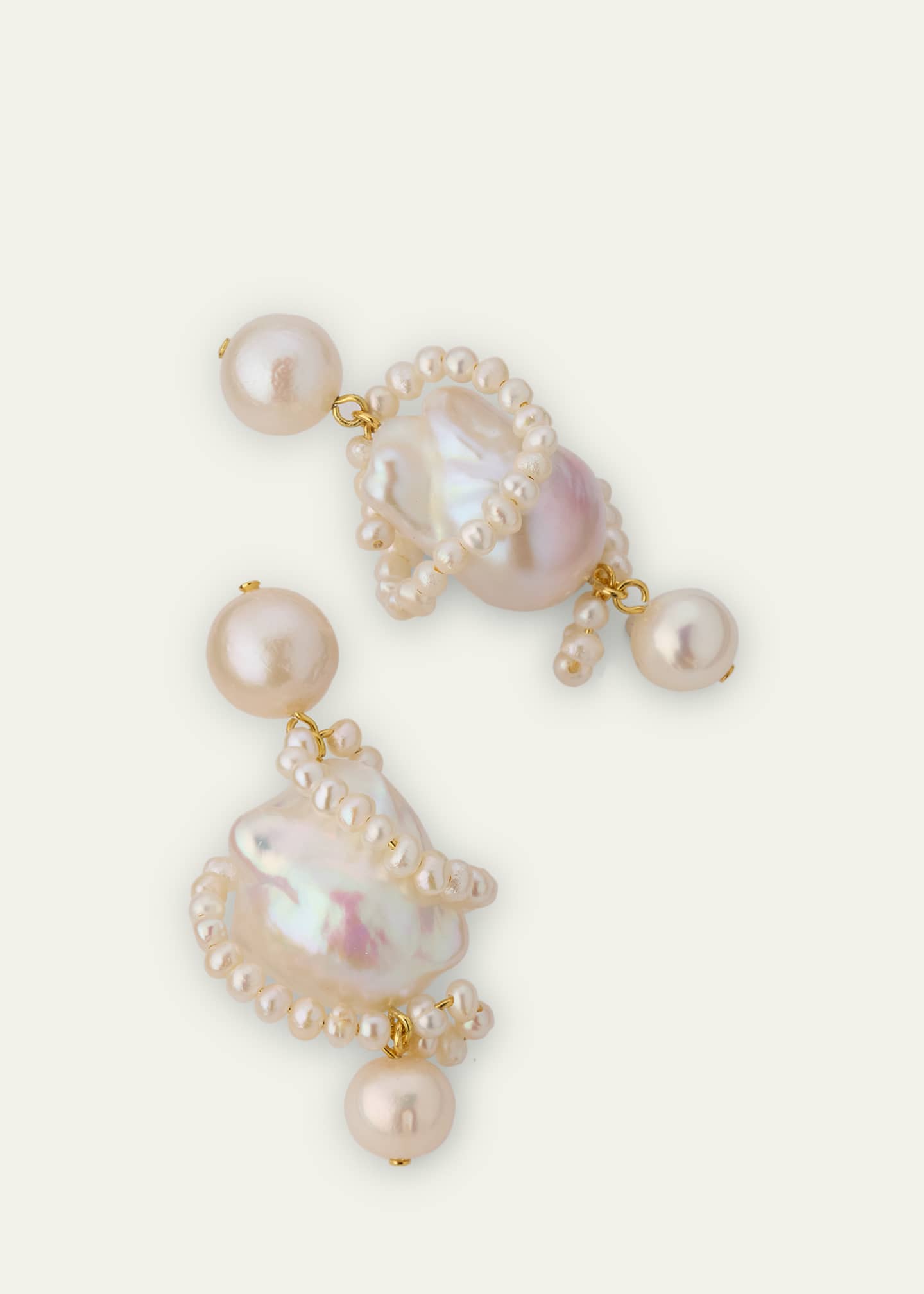 Completedworks Carvings 18K Gold Vermeil Earrings with Baroque and Freshwater Pearls Image 3 of 4