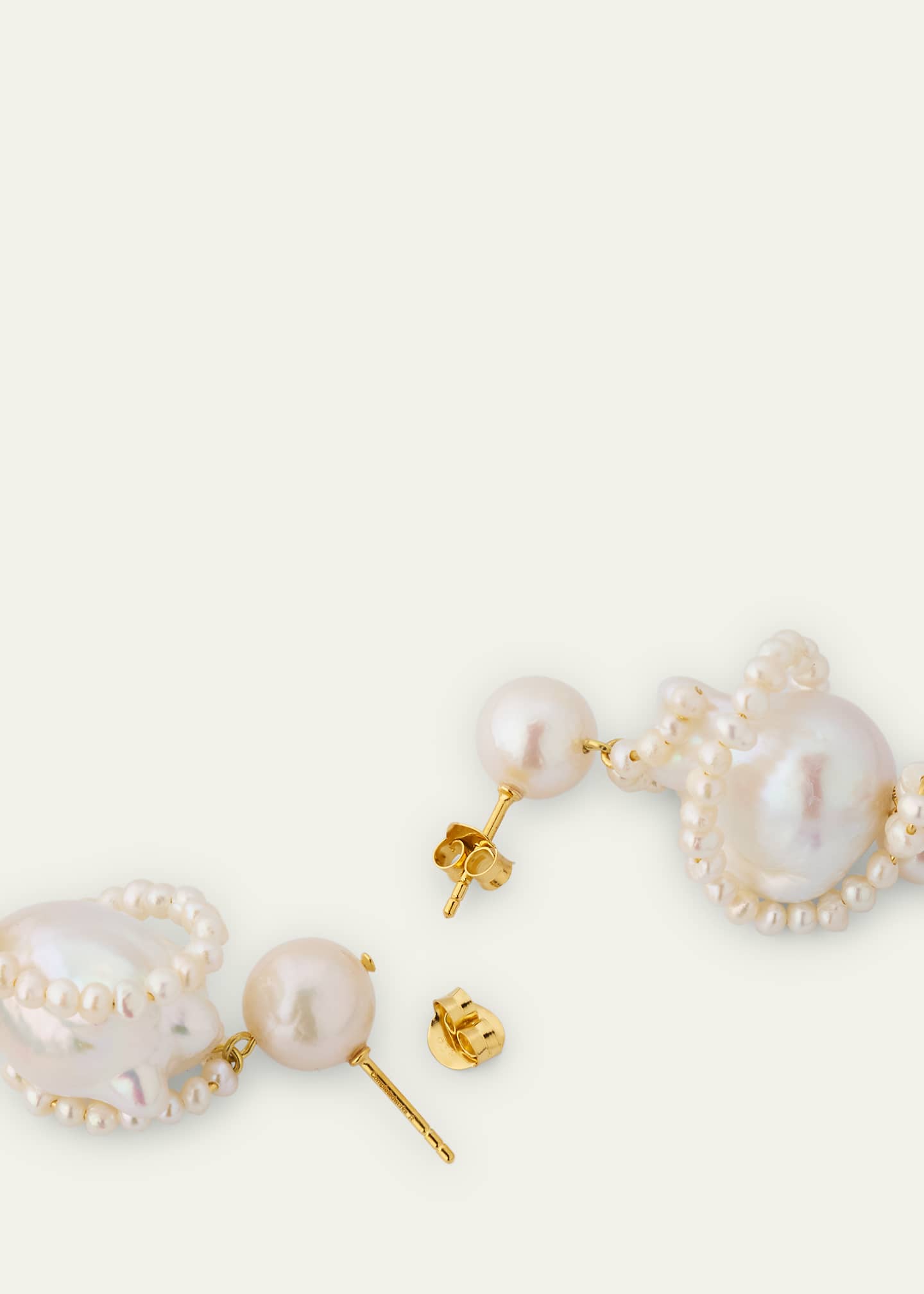 Completedworks Carvings 18K Gold Vermeil Earrings with Baroque and Freshwater Pearls Image 4 of 4