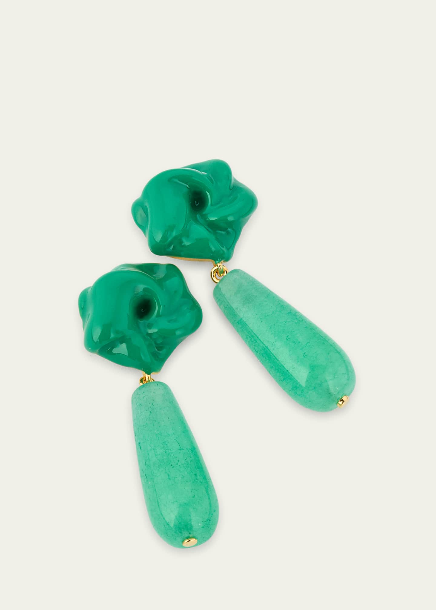 Completedworks The Depths of Time Green Chalcedony and Enamel Recycled Gold Vermeil Earrings Image 3 of 4