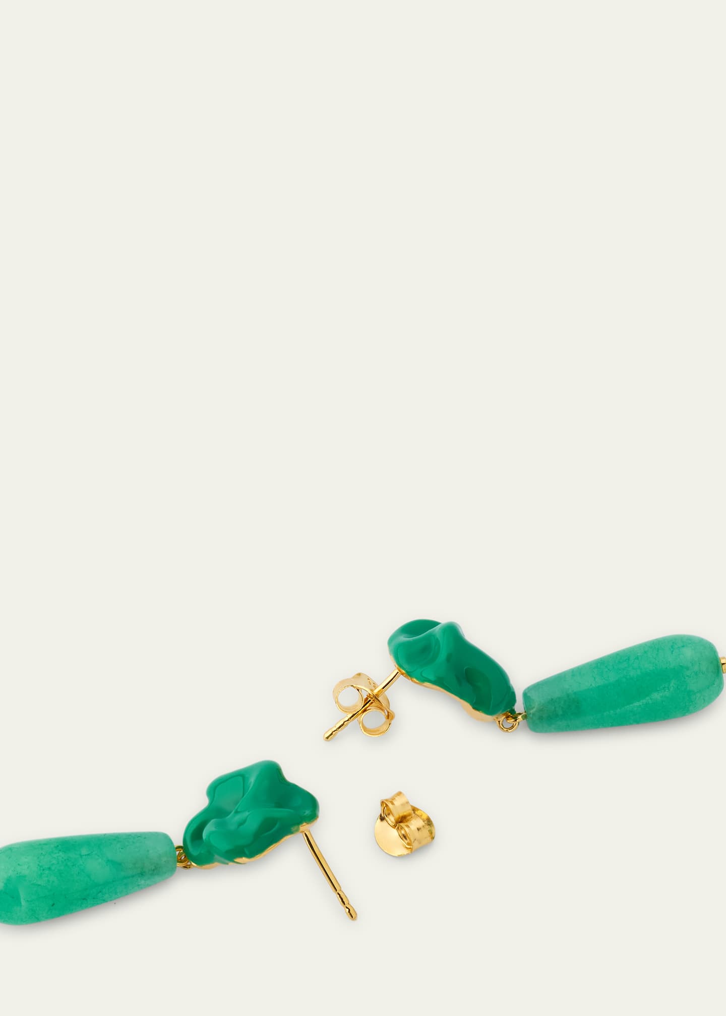 Completedworks The Depths of Time Green Chalcedony and Enamel Recycled Gold Vermeil Earrings Image 4 of 4