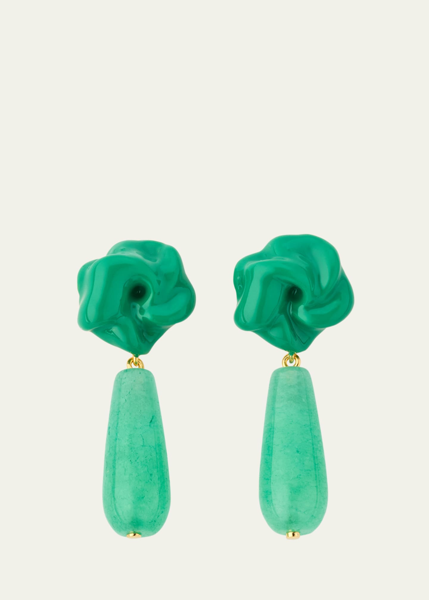 Completedworks The Depths of Time Green Chalcedony and Enamel Recycled Gold Vermeil Earrings Image 1 of 4