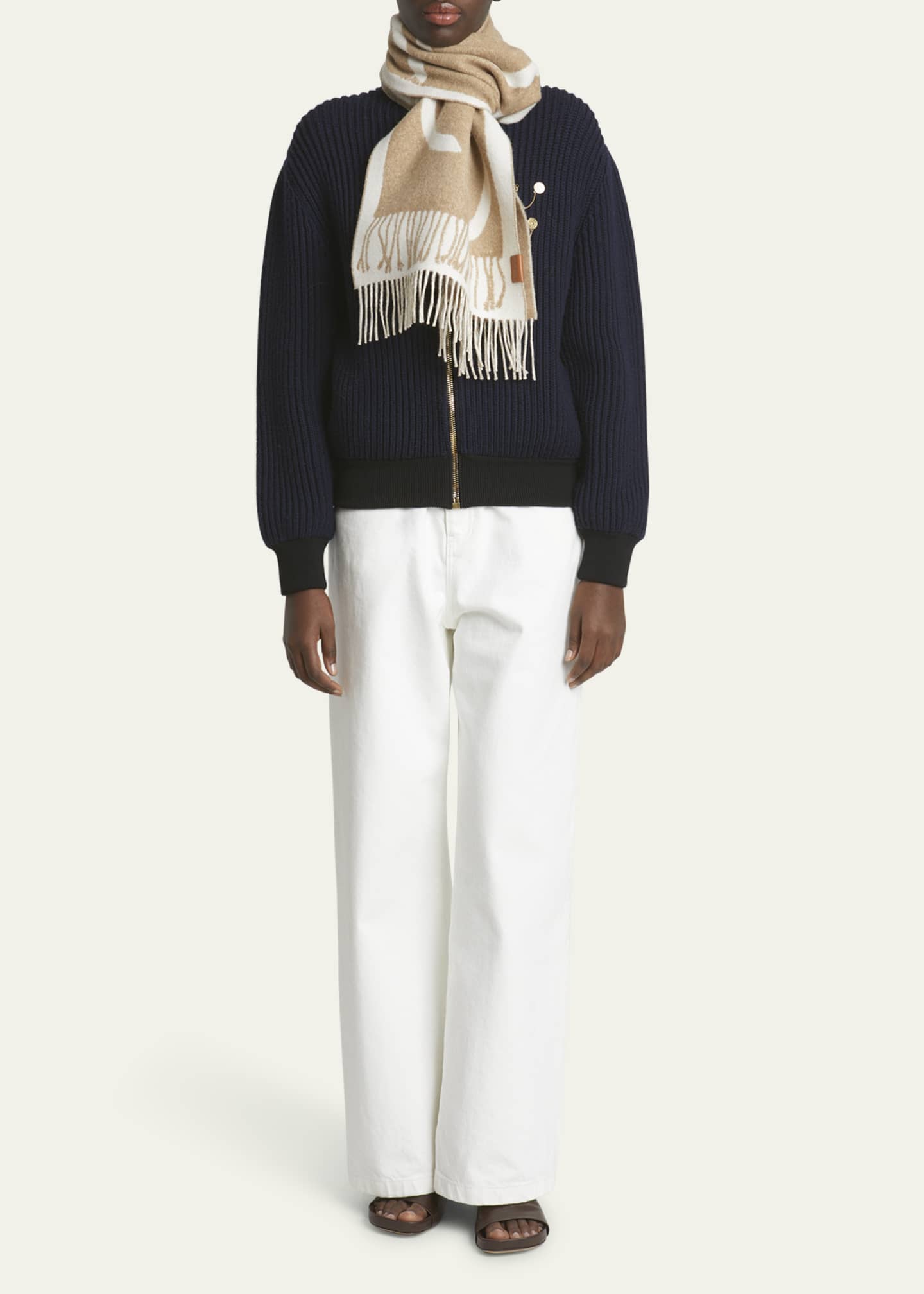Loewe Anagram Scarf Print Wool & Cashmere Scarf Image 2 of 4