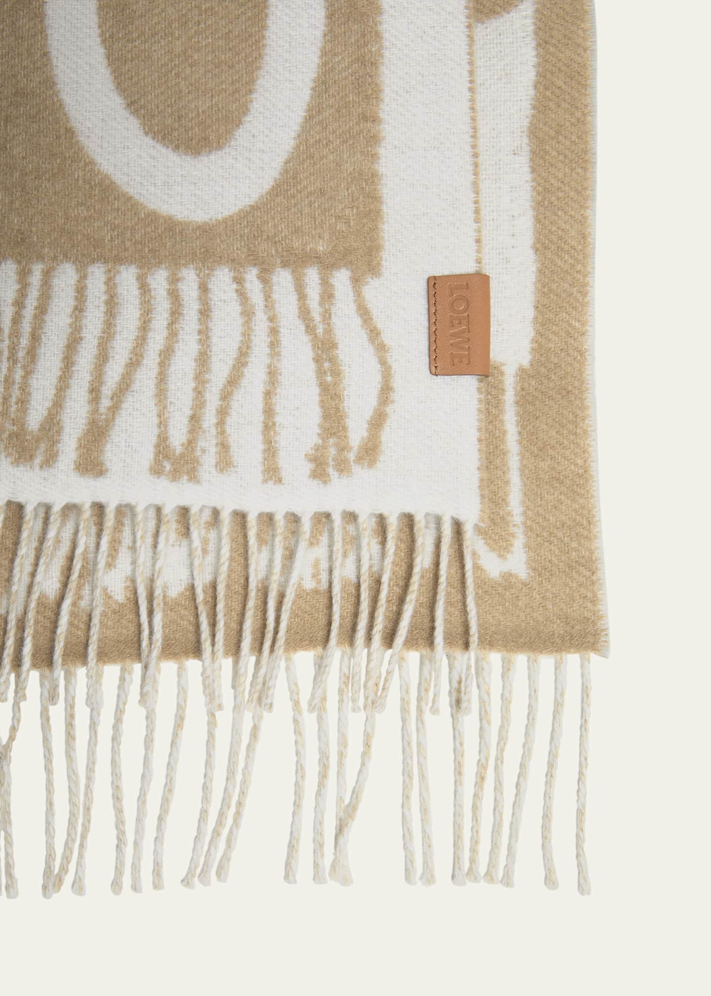 Loewe Anagram Scarf Print Wool & Cashmere Scarf Image 4 of 4