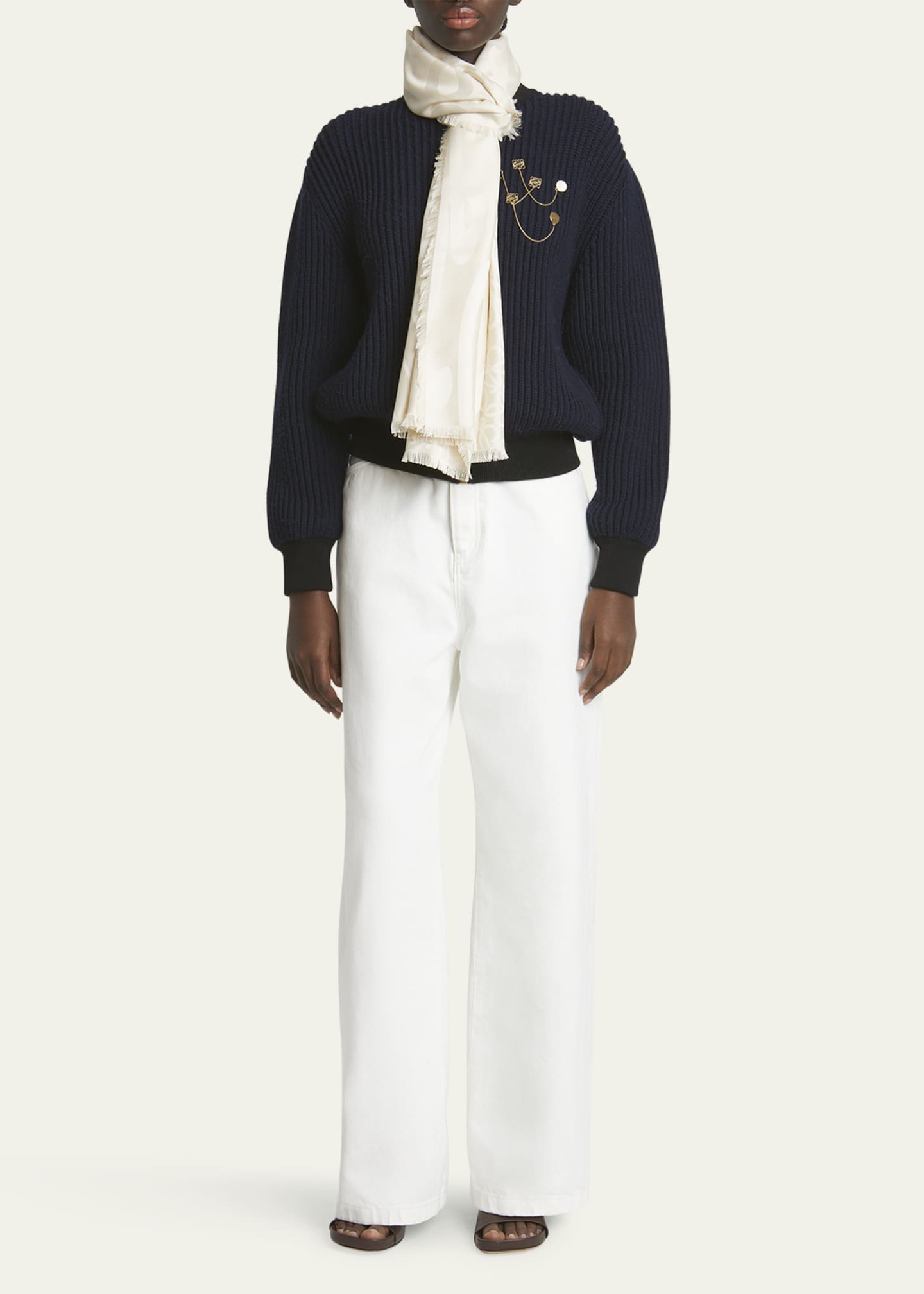Loewe Jacquard Anagram Wool & Silk Stole - Bergdorf Goodman