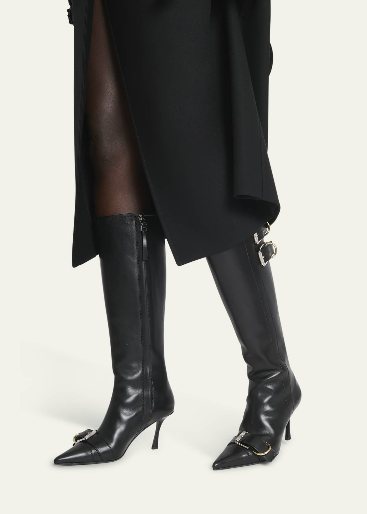 Givenchy Voyou Leather Buckle Knee Boots Image 2 of 5
