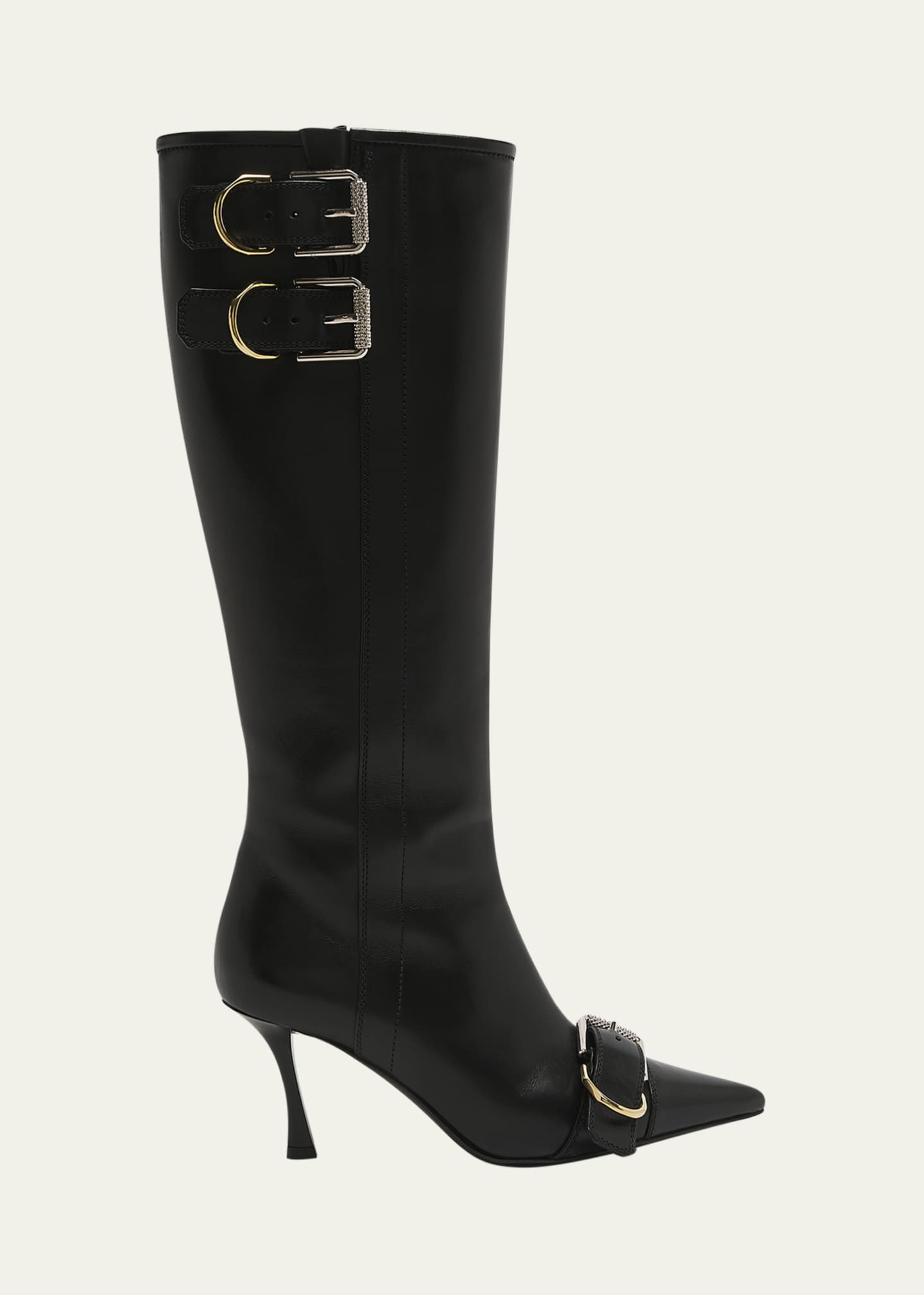 Givenchy Voyou Leather Buckle Knee Boots Image 1 of 5