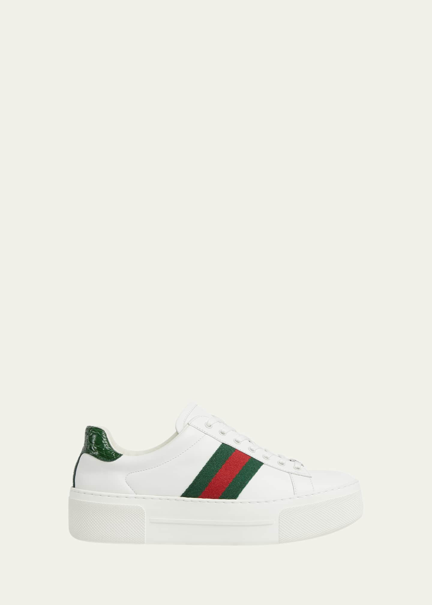 Gucci Ace Web Mixed Leather Sneakers