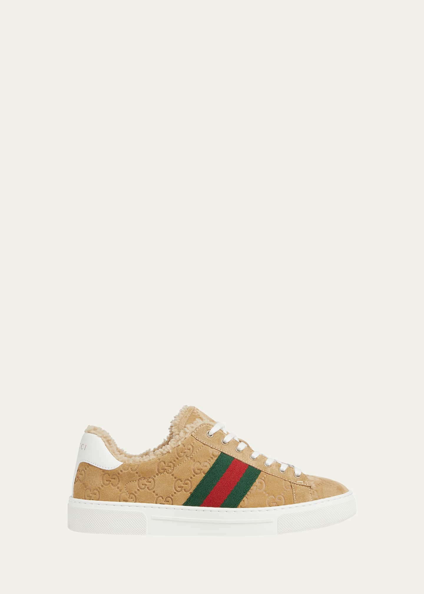 Gucci Ace GG Suede Shearling Low Top Sneakers Bergdorf Goodman