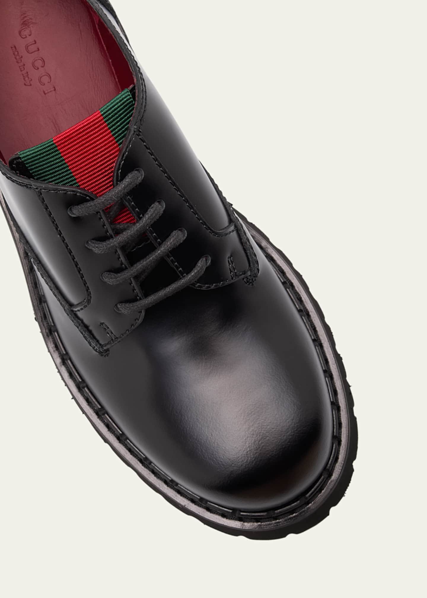 Gucci Thea Leather Web Derby Loafers Image 3 of 4