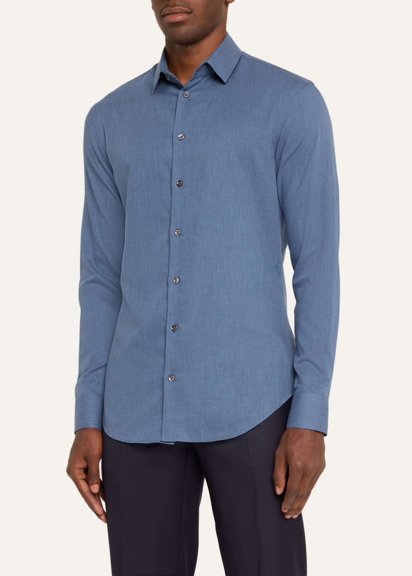 Giorgio Armani Men's Tonal Chevron Sport Shirt Image 4 of 5