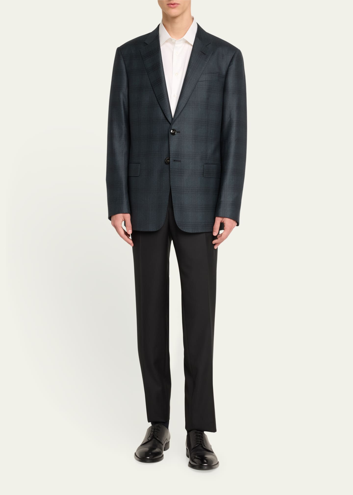 Giorgio Armani Men's Flat-Front Wool Trousers Image 2 of 5
