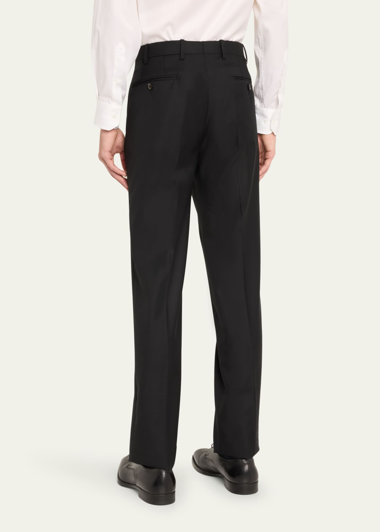 Giorgio Armani Men's Flat-Front Wool Trousers Image 3 of 5