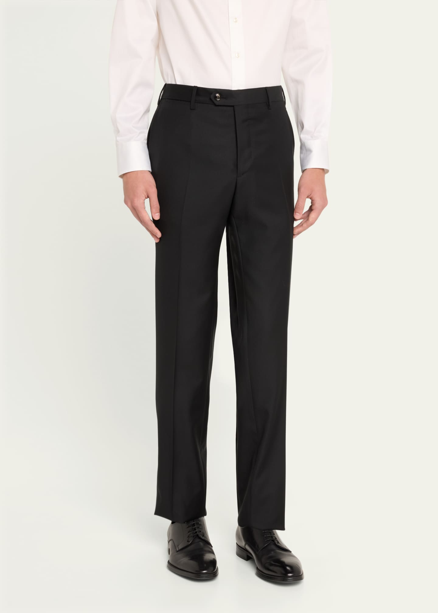 Giorgio Armani Men's Flat-Front Wool Trousers Image 4 of 5