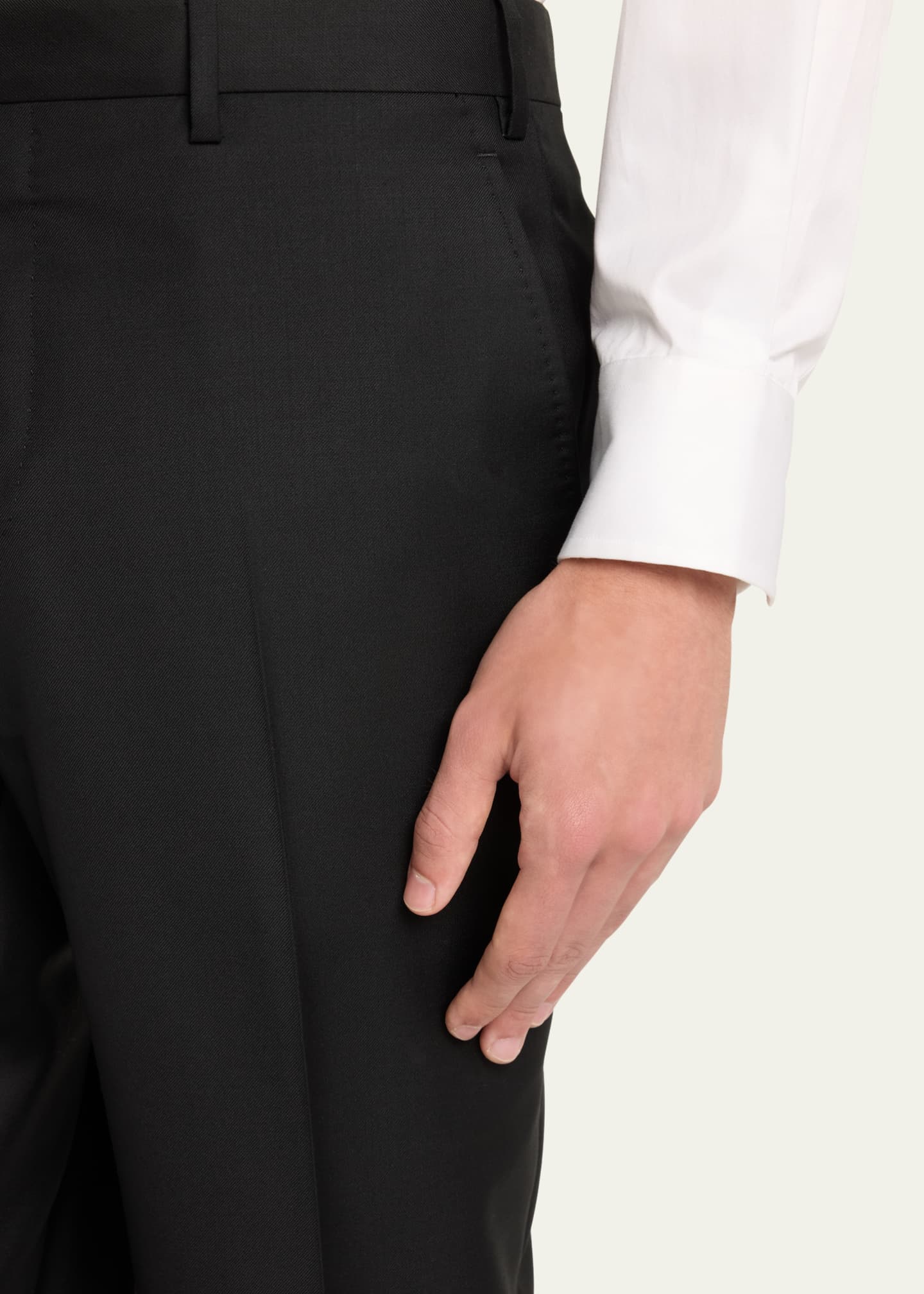 Giorgio Armani Men's Flat-Front Wool Trousers Image 5 of 5