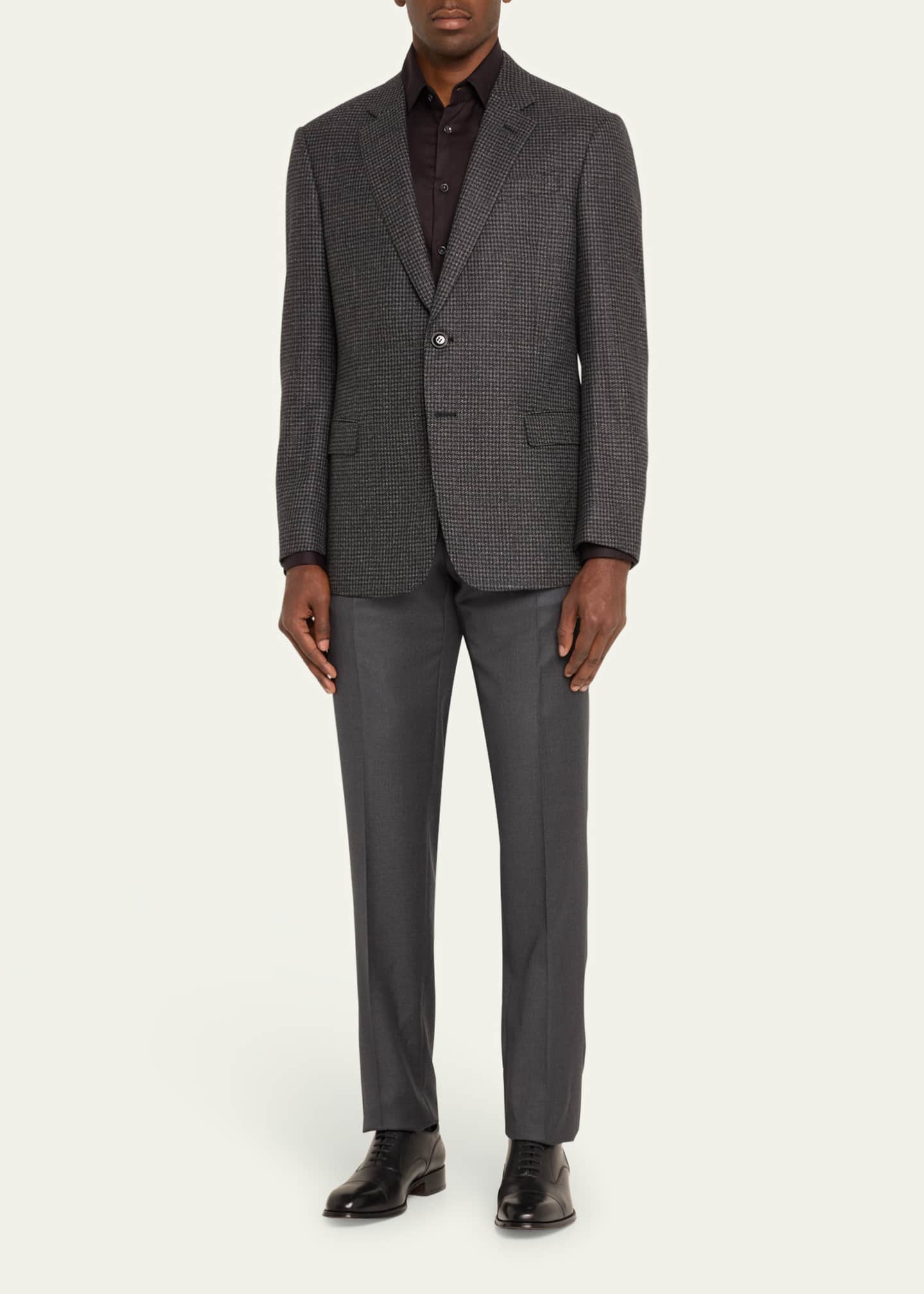 Giorgio Armani Men's Solid Wool Flat-Front Trousers Image 2 of 5