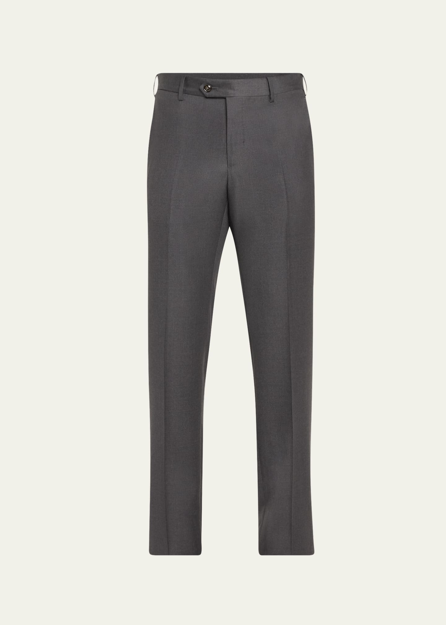 Giorgio Armani Men's Solid Wool Flat-Front Trousers Image 1 of 5