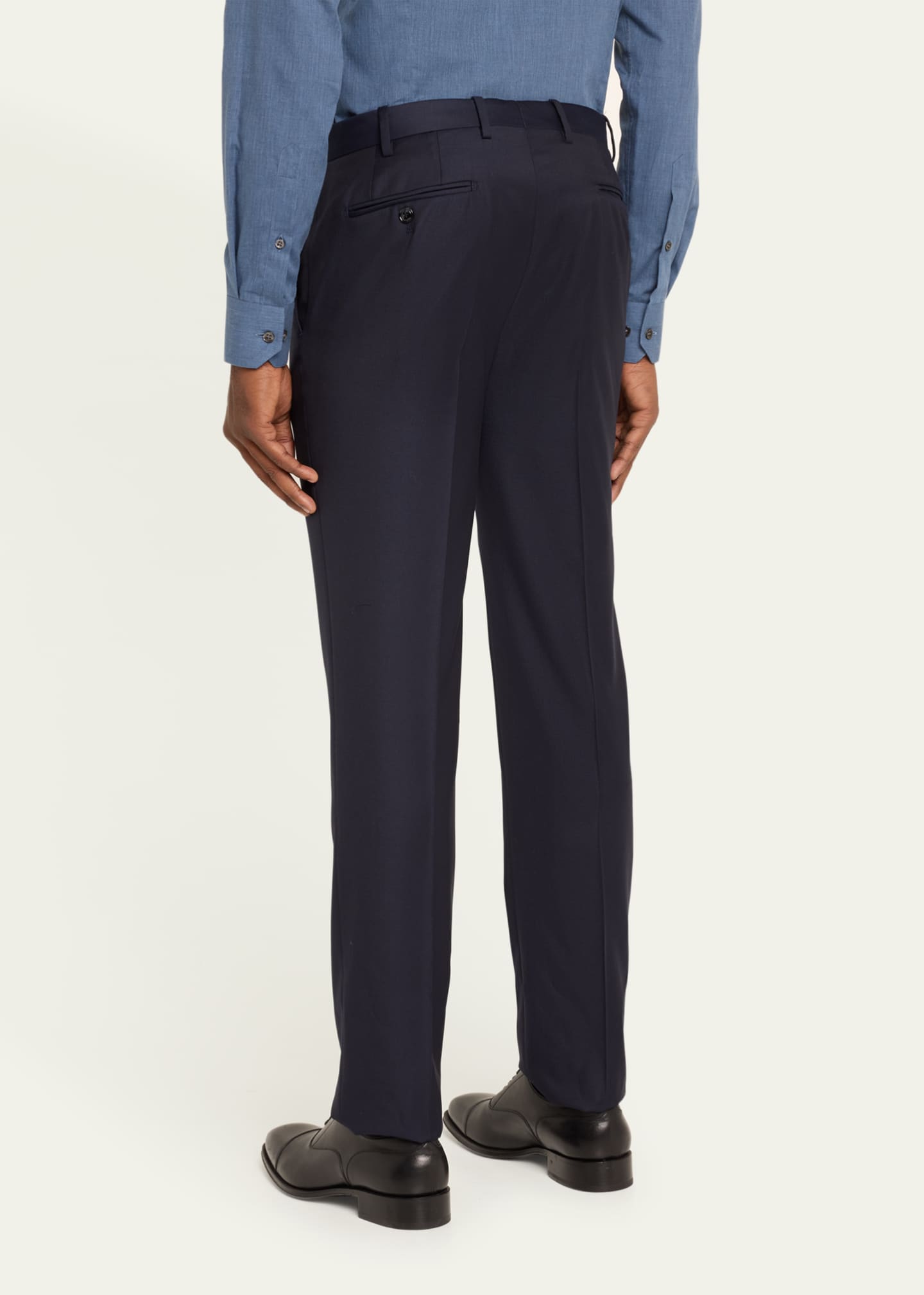 Giorgio Armani Men's Solid Wool Flat-Front Trousers Image 3 of 5