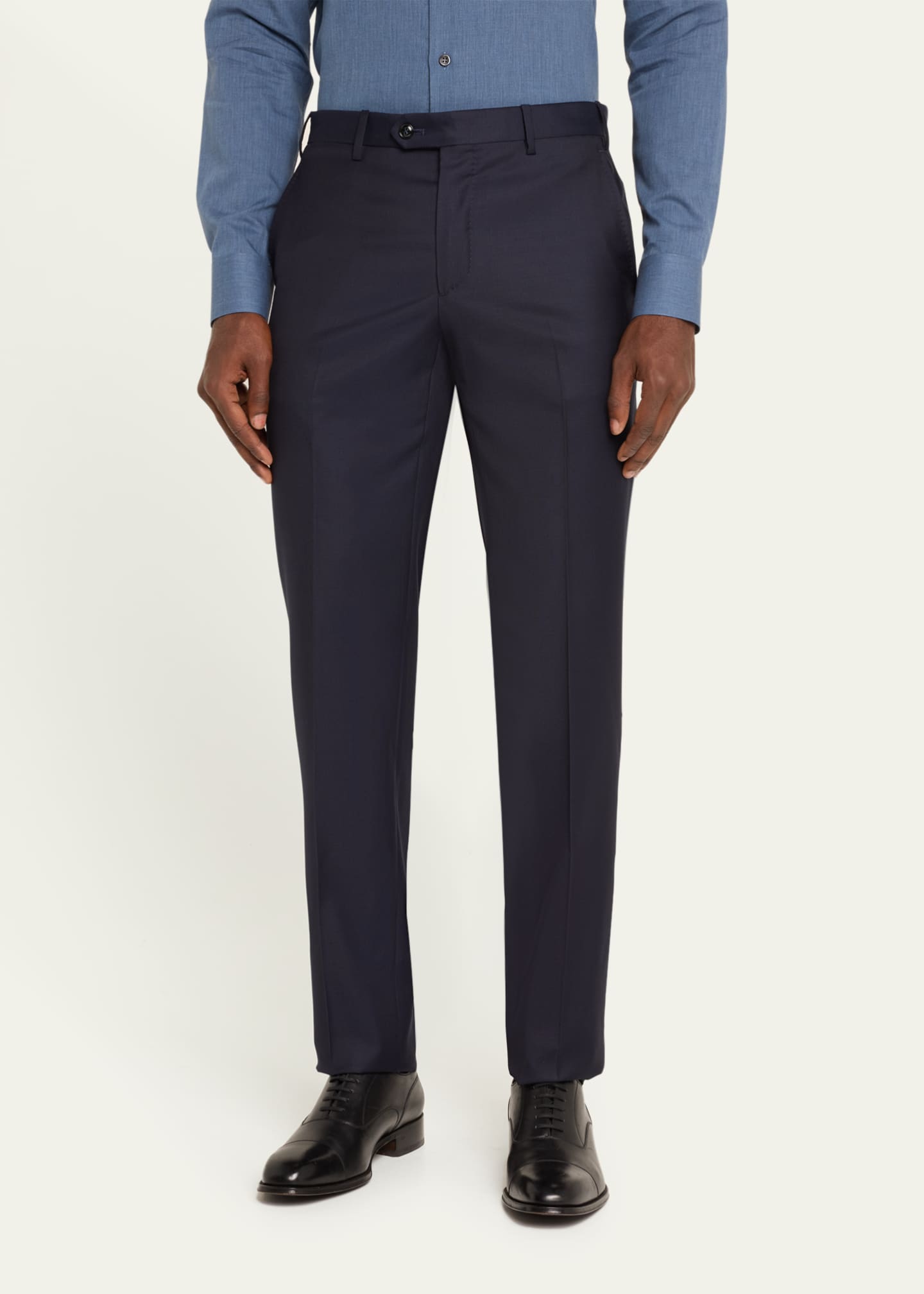 Giorgio Armani Men's Solid Wool Flat-Front Trousers Image 4 of 5