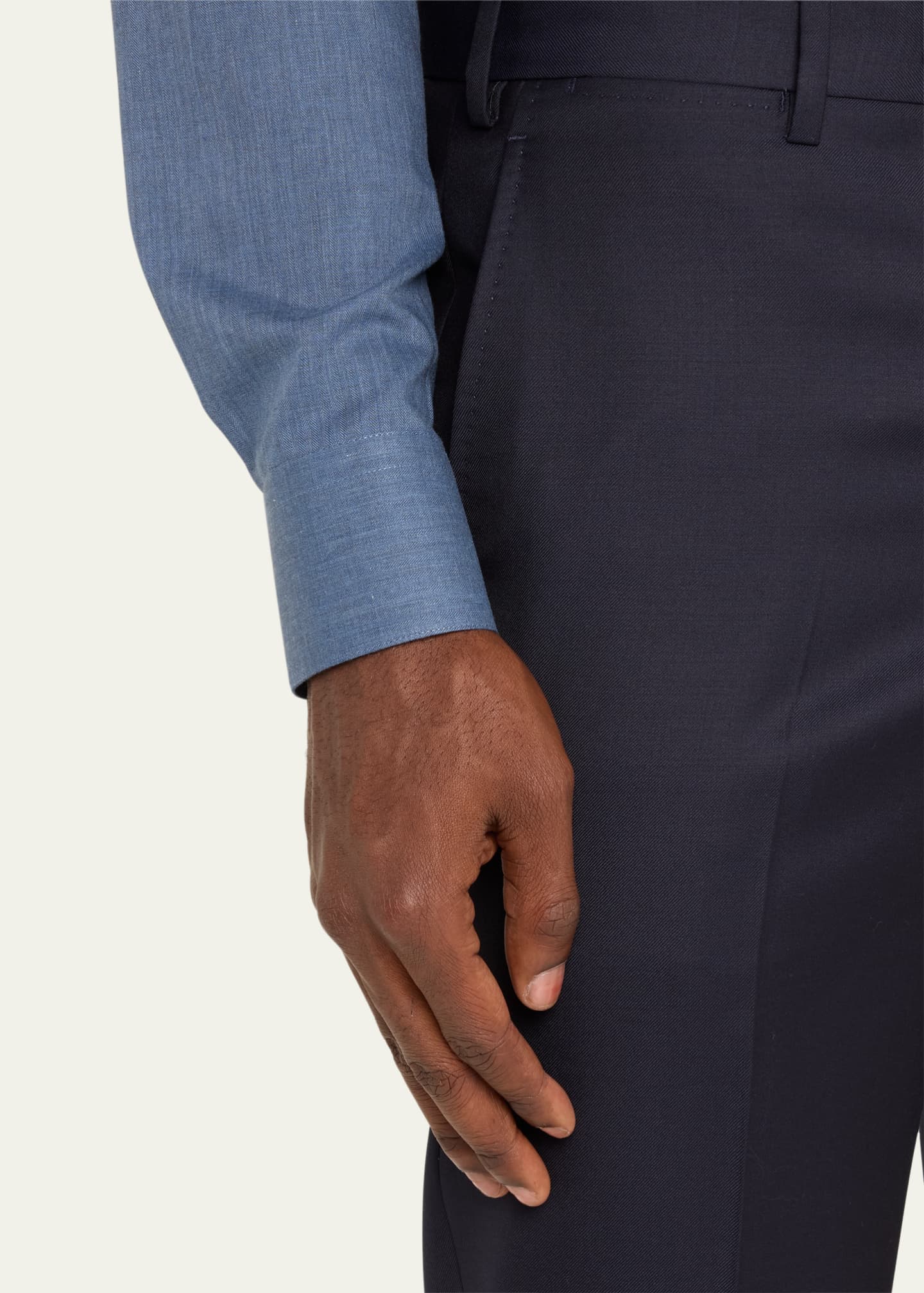 Giorgio Armani Men's Solid Wool Flat-Front Trousers Image 5 of 5