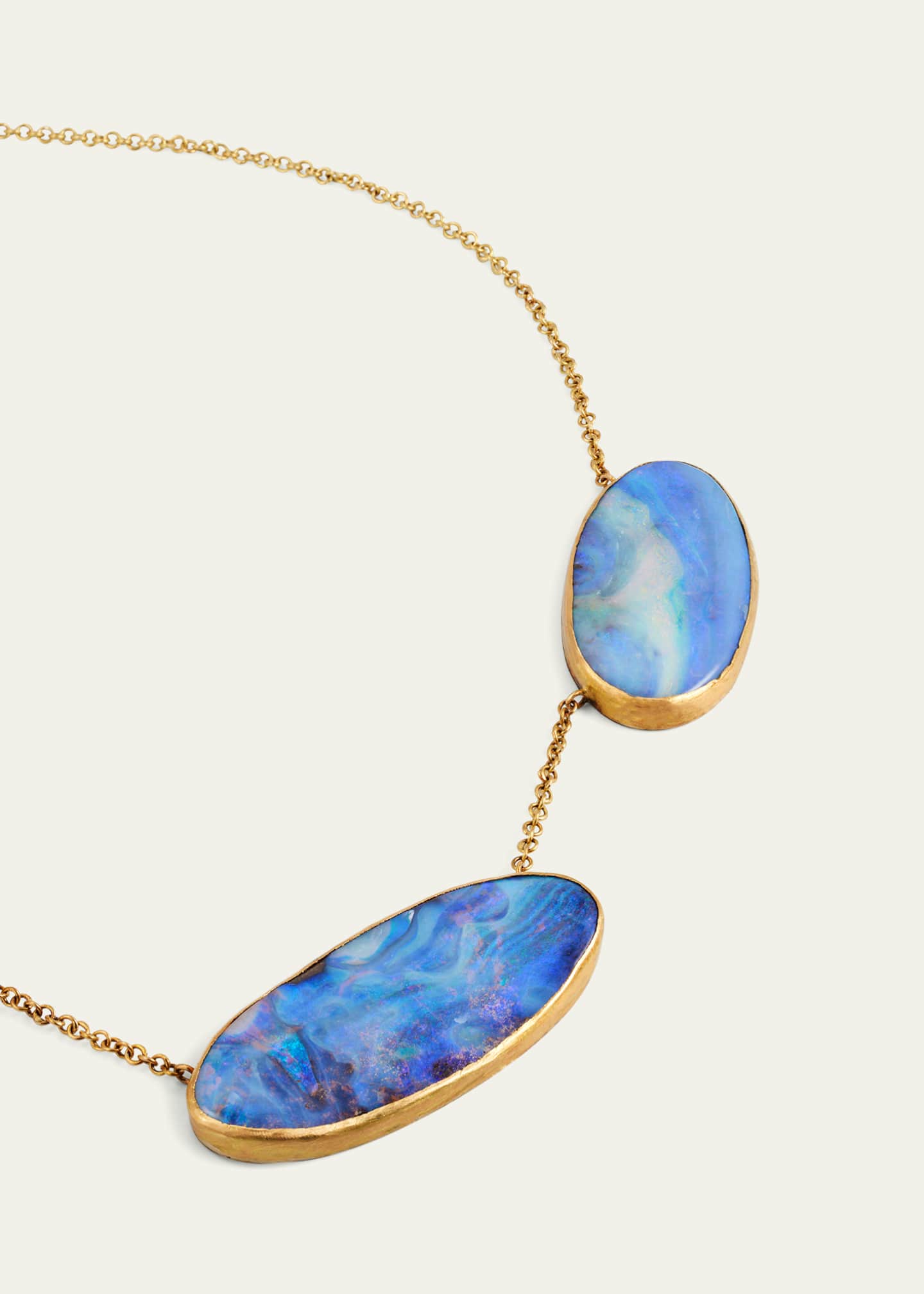 JUDY GEIB 18K Gold and Silver Triple Boulder Opal Disk Necklace with 22K Yellow Gold Details, 18"L Image 3 of 4