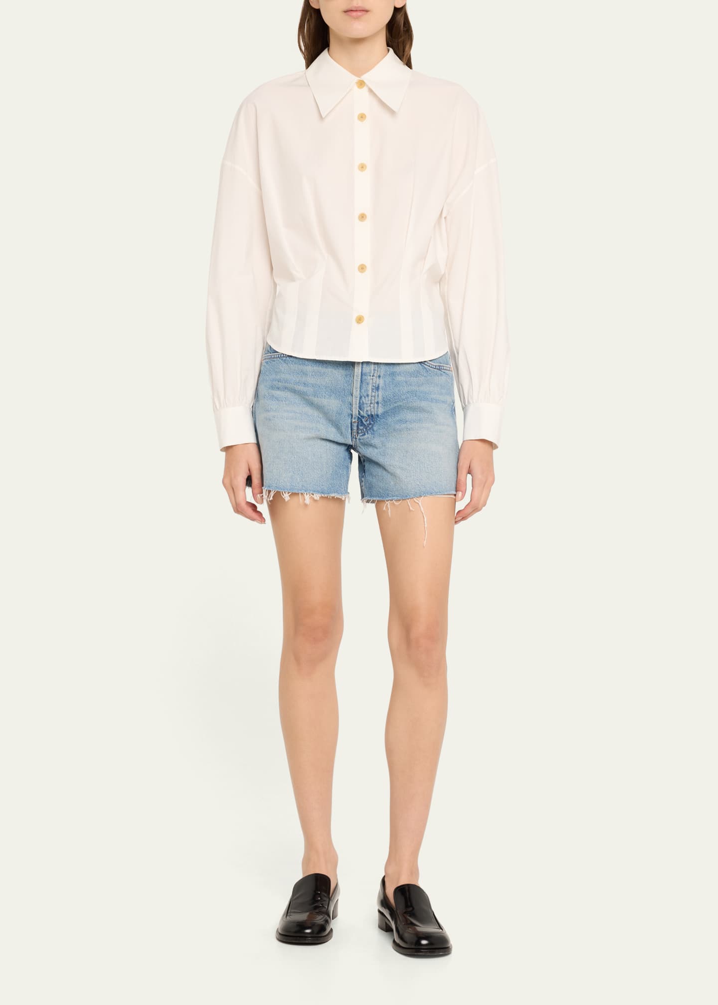 MOTHER The Skipper Short N Long Fray Denim Shorts Image 2 of 5