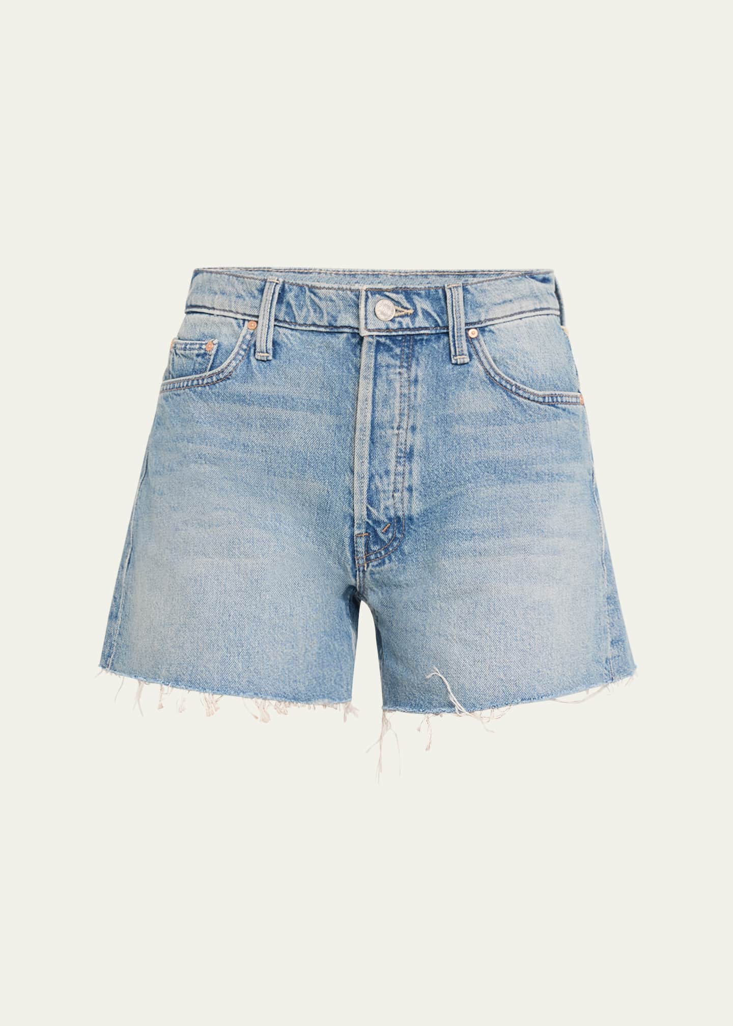 MOTHER The Skipper Short N Long Fray Denim Shorts Image 1 of 5