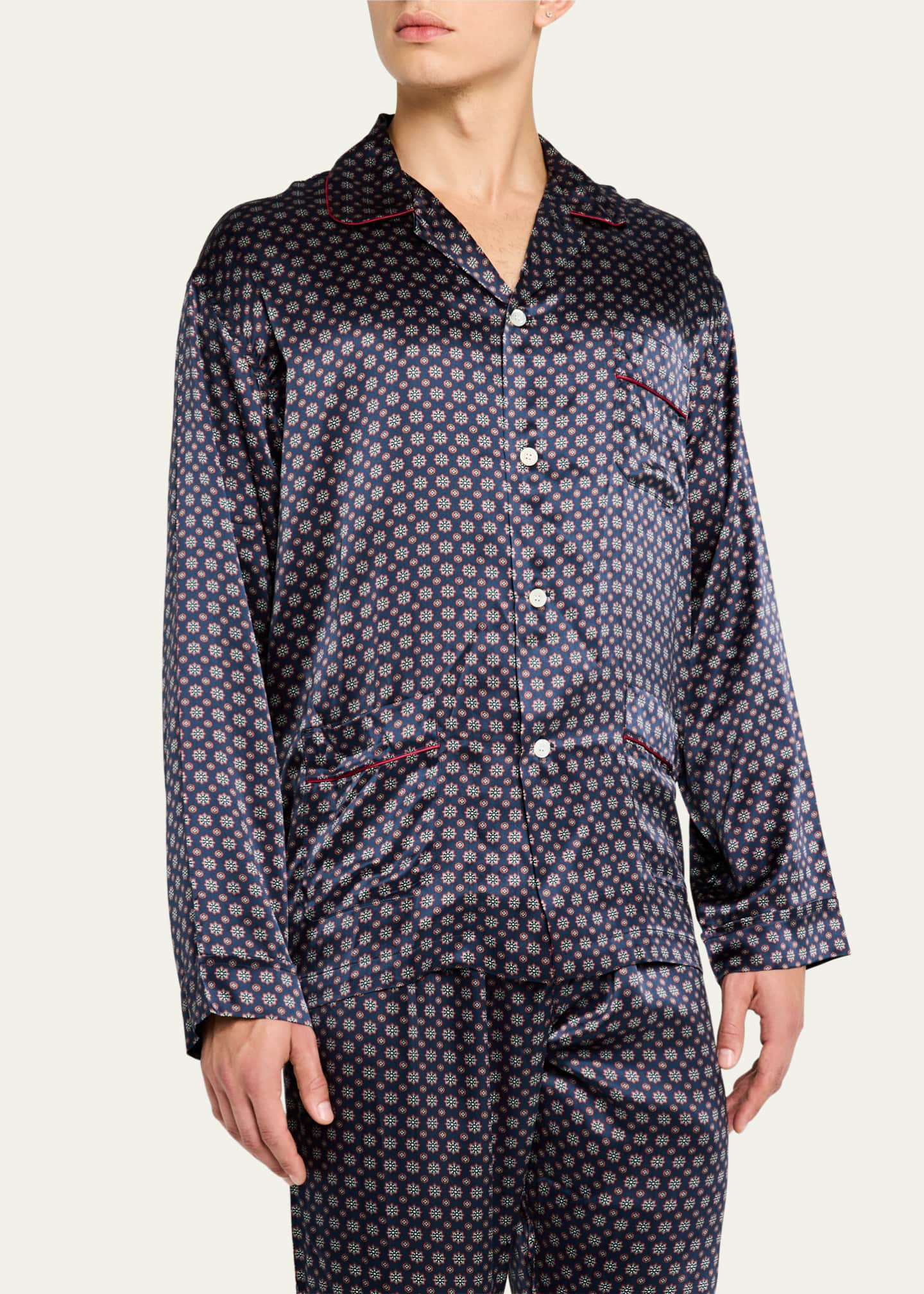 Emanuele Maffeis Men's Silk Medallion Long Pajama Set Image 4 of 5