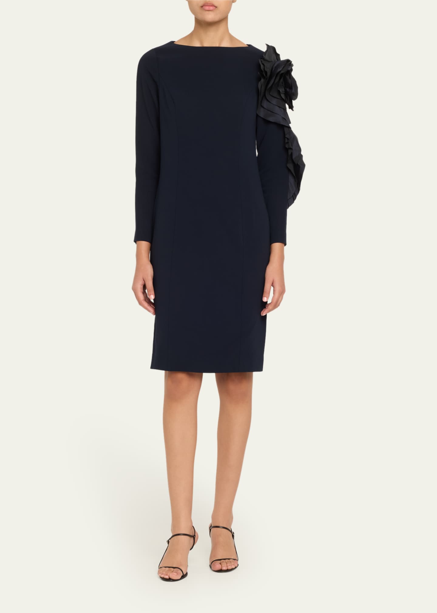 Rickie Freeman for Teri Jon Bodycon Ruffle Applique Crepe Dress Image 2 of 5