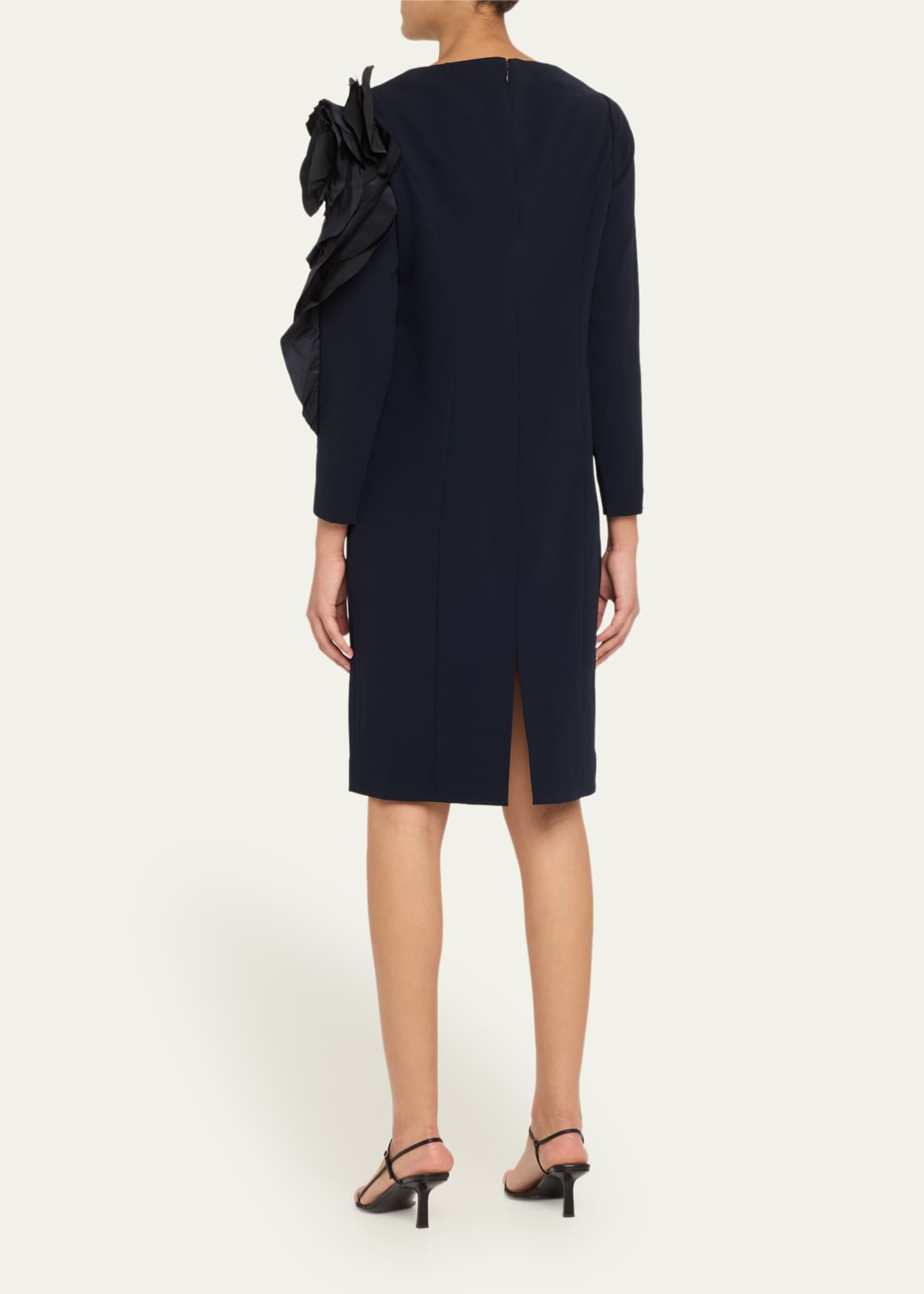 Rickie Freeman for Teri Jon Bodycon Ruffle Applique Crepe Dress Image 3 of 5