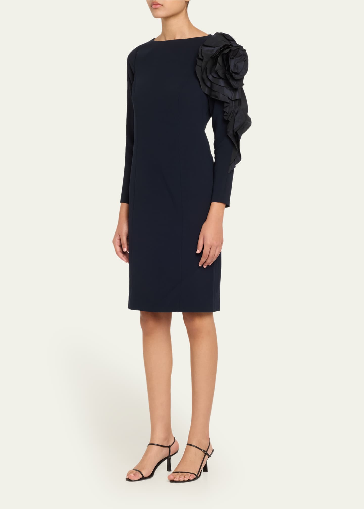 Rickie Freeman for Teri Jon Bodycon Ruffle Applique Crepe Dress Image 4 of 5