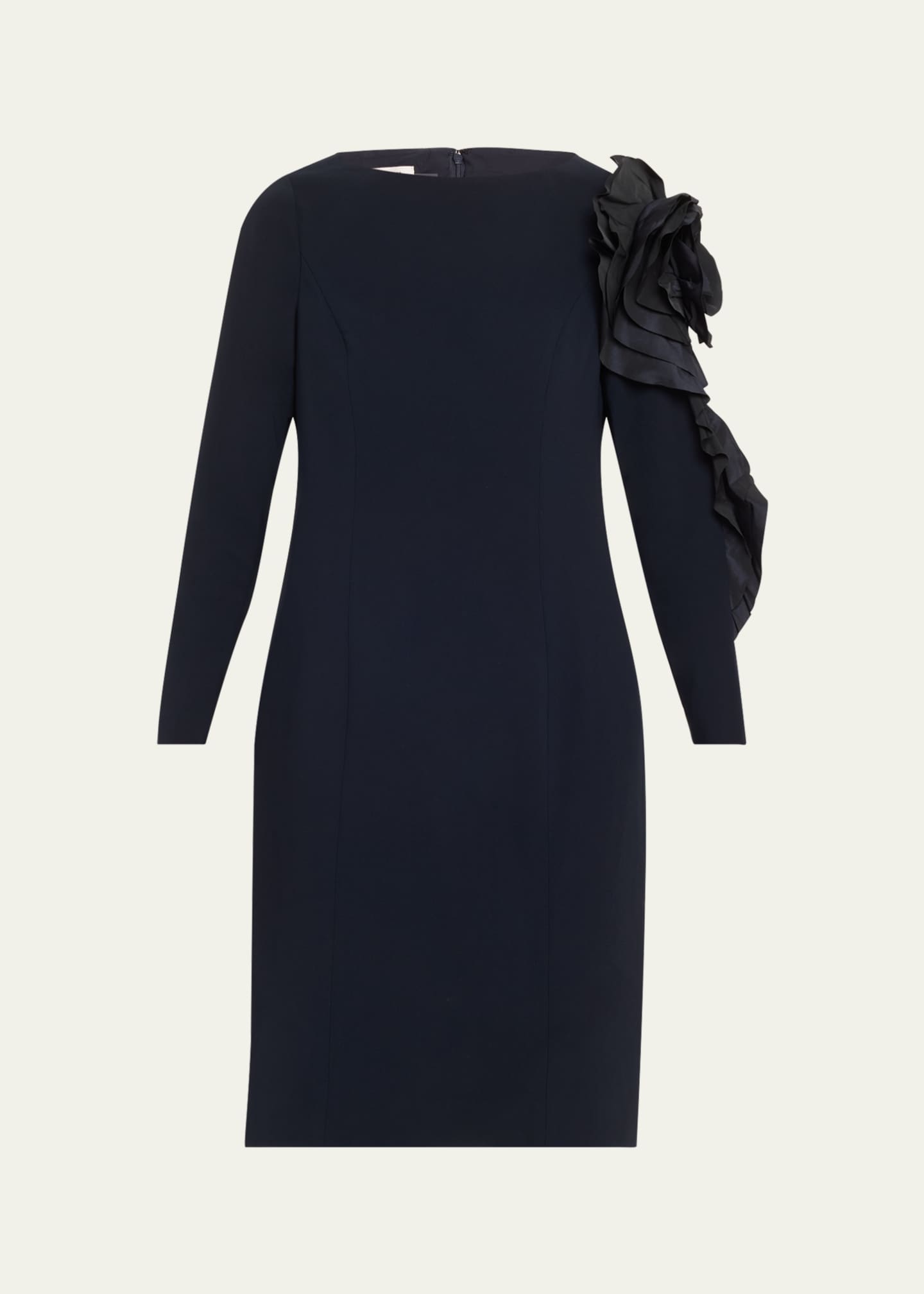 Rickie Freeman for Teri Jon Bodycon Ruffle Applique Crepe Dress Image 1 of 5