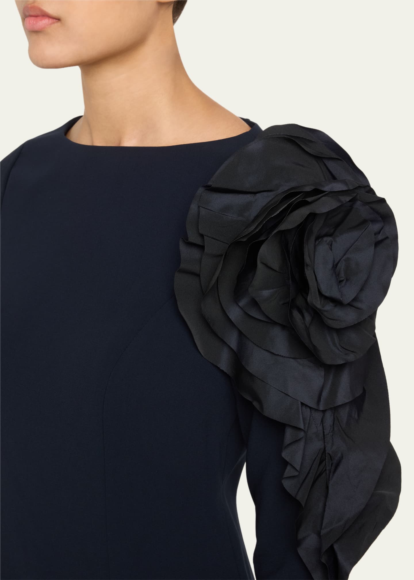 Rickie Freeman for Teri Jon Bodycon Ruffle Applique Crepe Dress Image 5 of 5