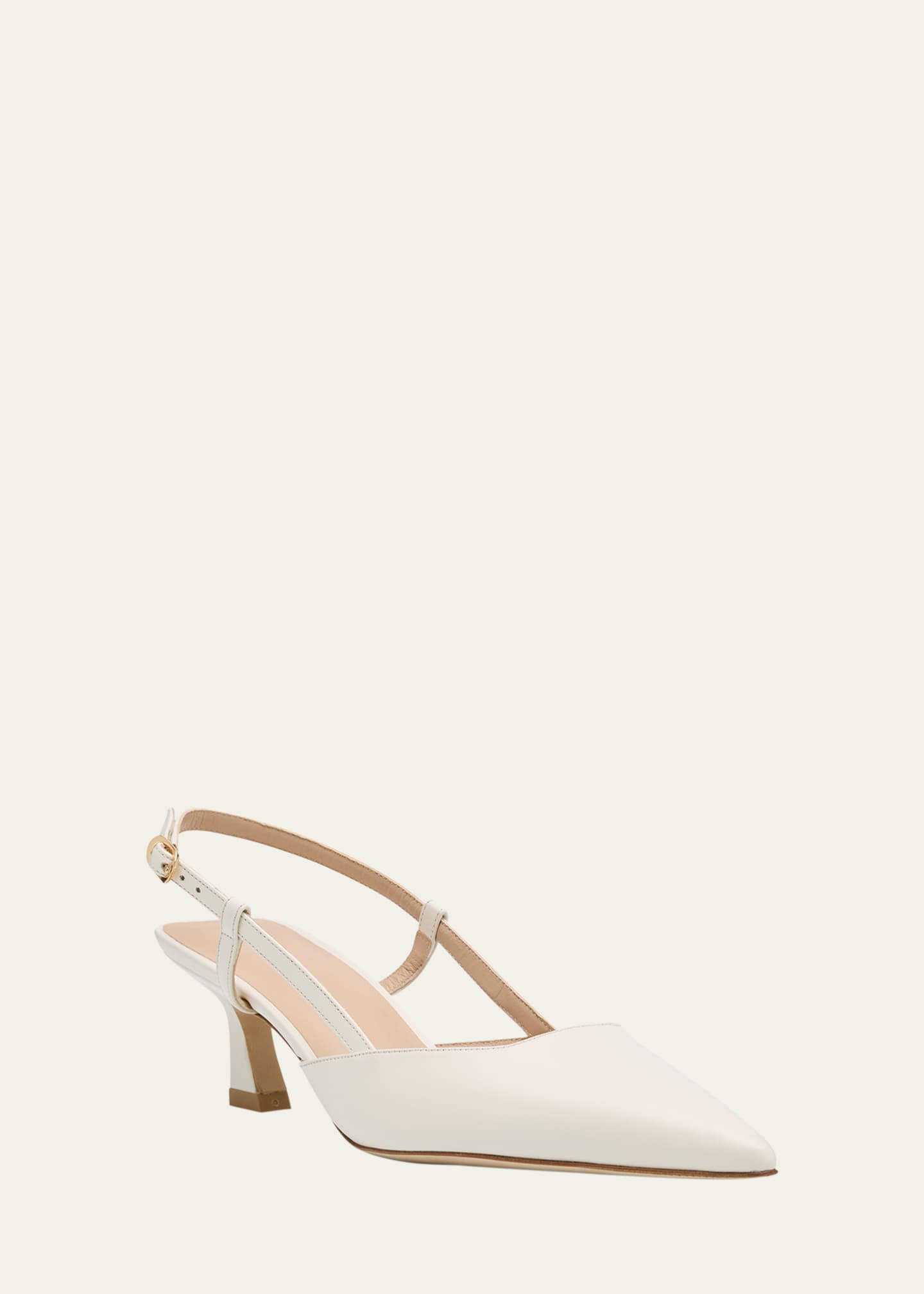 Stuart Weitzman Vinnie Leather Kitten Slingback Pumps Image 3 of 6