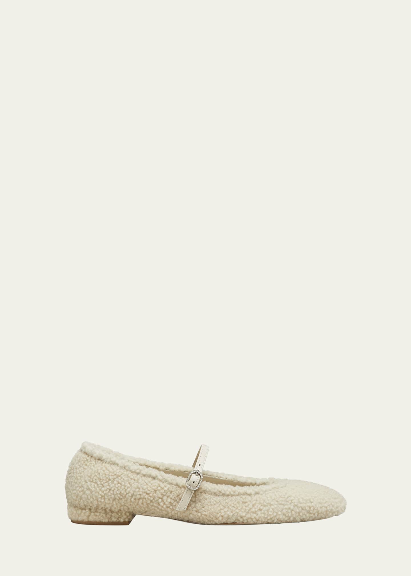 Stuart Weitzman Lennox Shearling Mary Jane Ballerina Flats Image 1 of 2