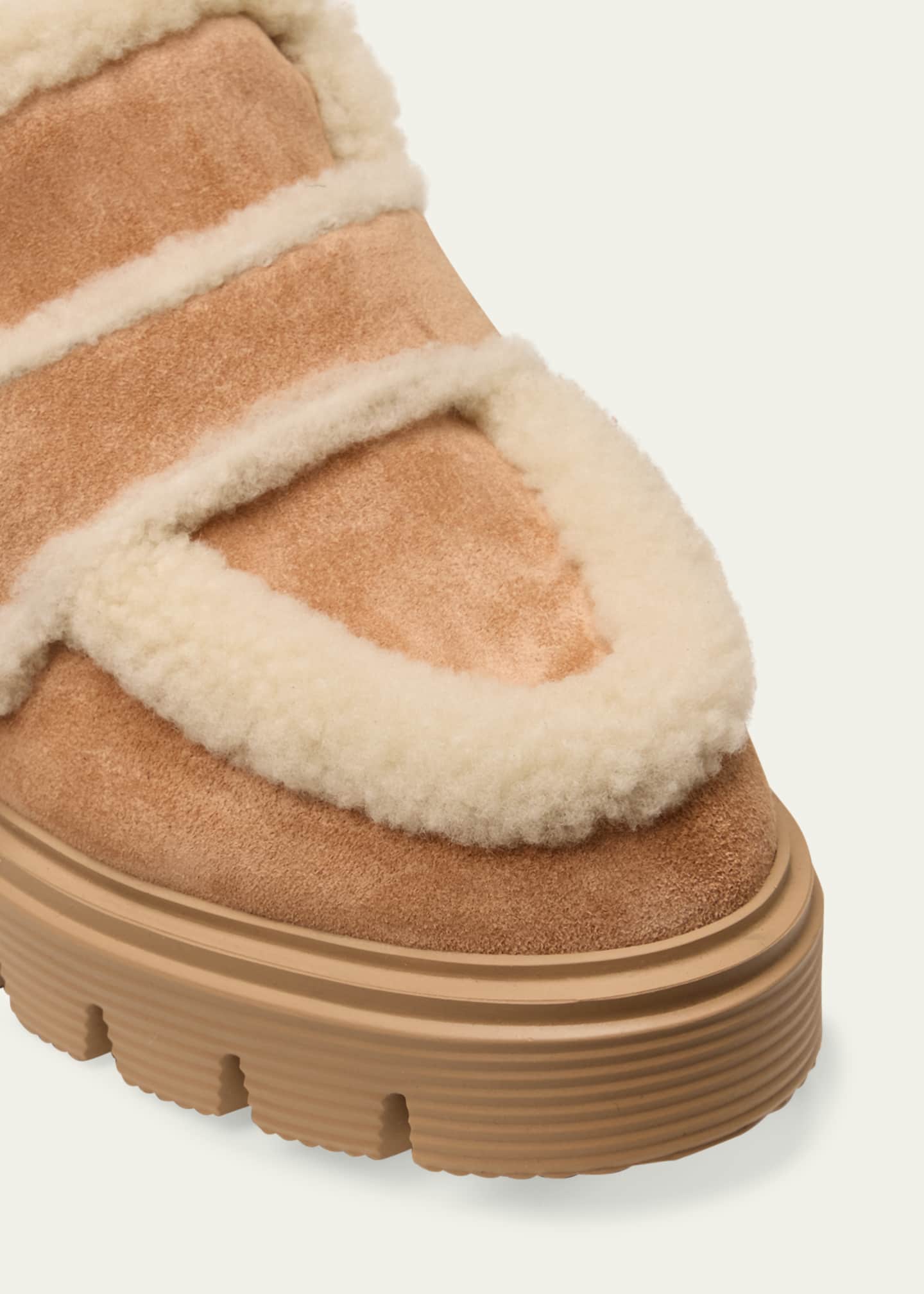 Stuart Weitzman Lennox Suede Shearling Loafer Mules Image 3 of 3