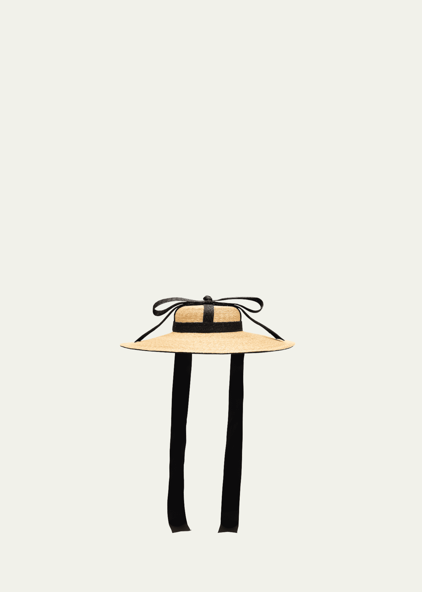 Kokin Riviera Bow Large-Brim Straw Hat Image 1 of 2